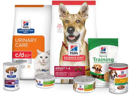 An assortment of Hill's pet products Test