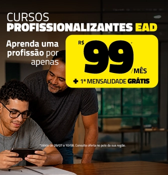 Cursos Profissionalizantes EAD — a partir de R$ 99/mês + 1ª mensalidade grátis. Saiba mais.