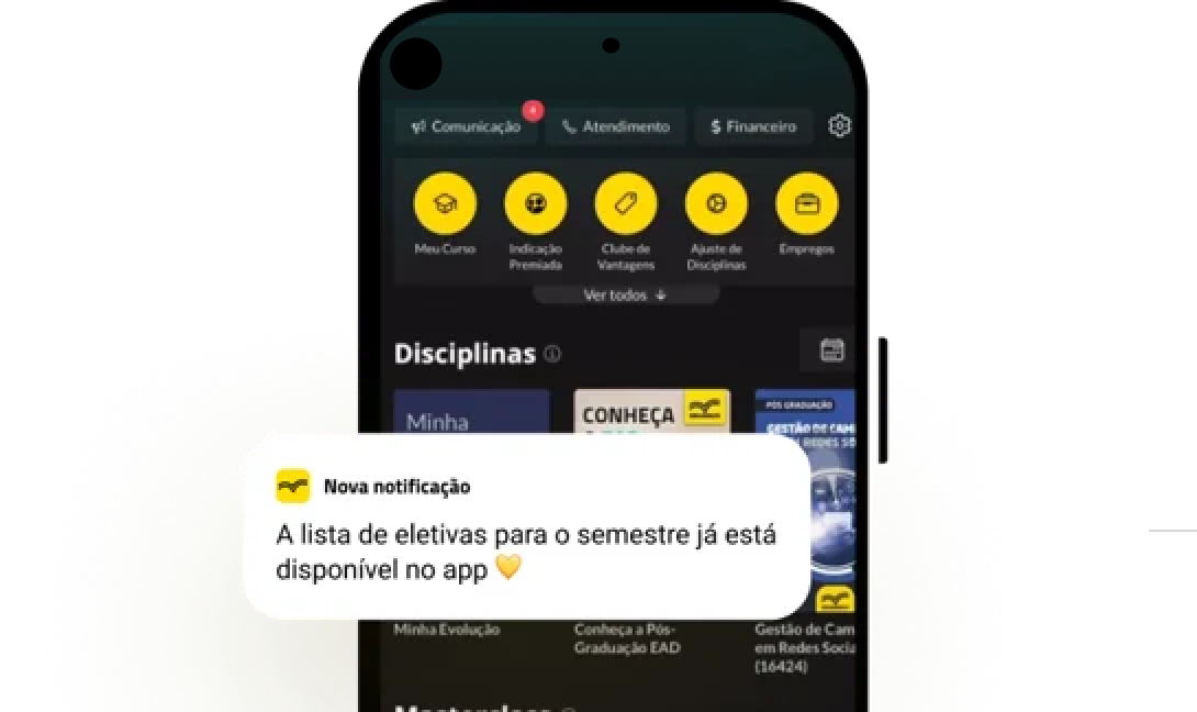 A lista de eletivas para o semestre já está disponível no app