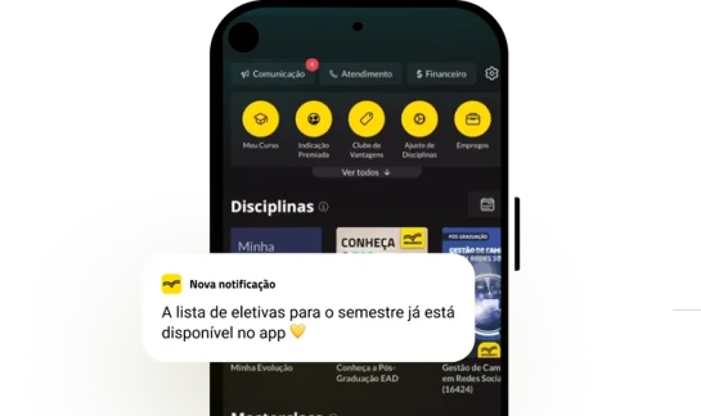 A lista de eletivas para o semestre já está disponível no app