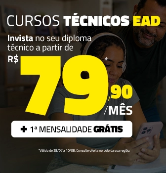Cursos Técnicos EAD — a partir de R$ 79,90/mês + 1ª mensalidade grátis. Saiba mais.
