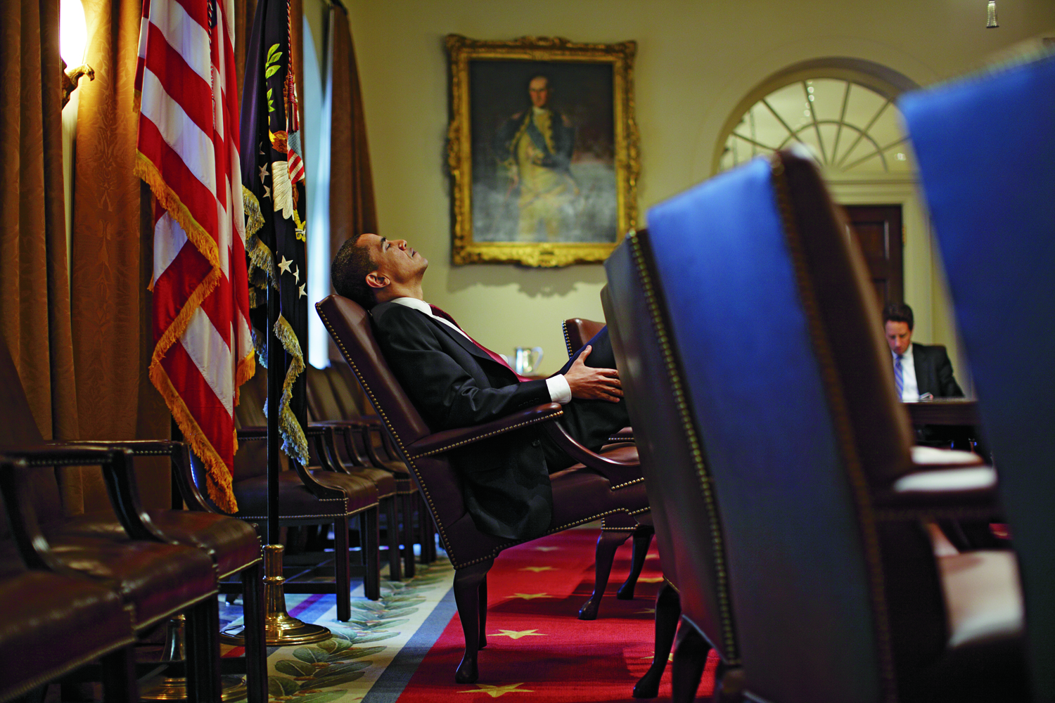 President Obama, in the Roosevelt Room of the White House