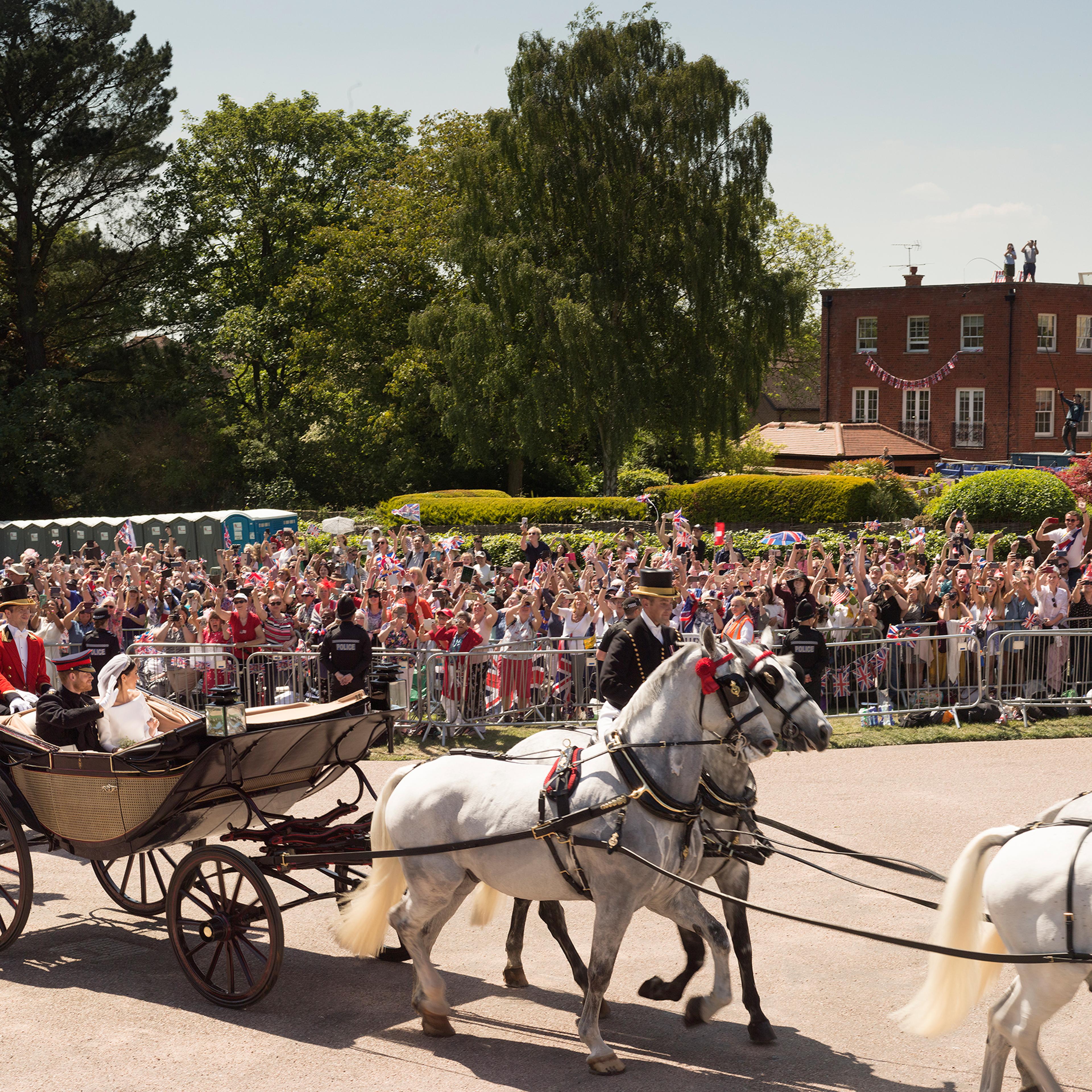 Tens of thousands of people amassed in Windsor to catch a glimpse of the newlyweds and celebrate their wedding on May 19, 2018.