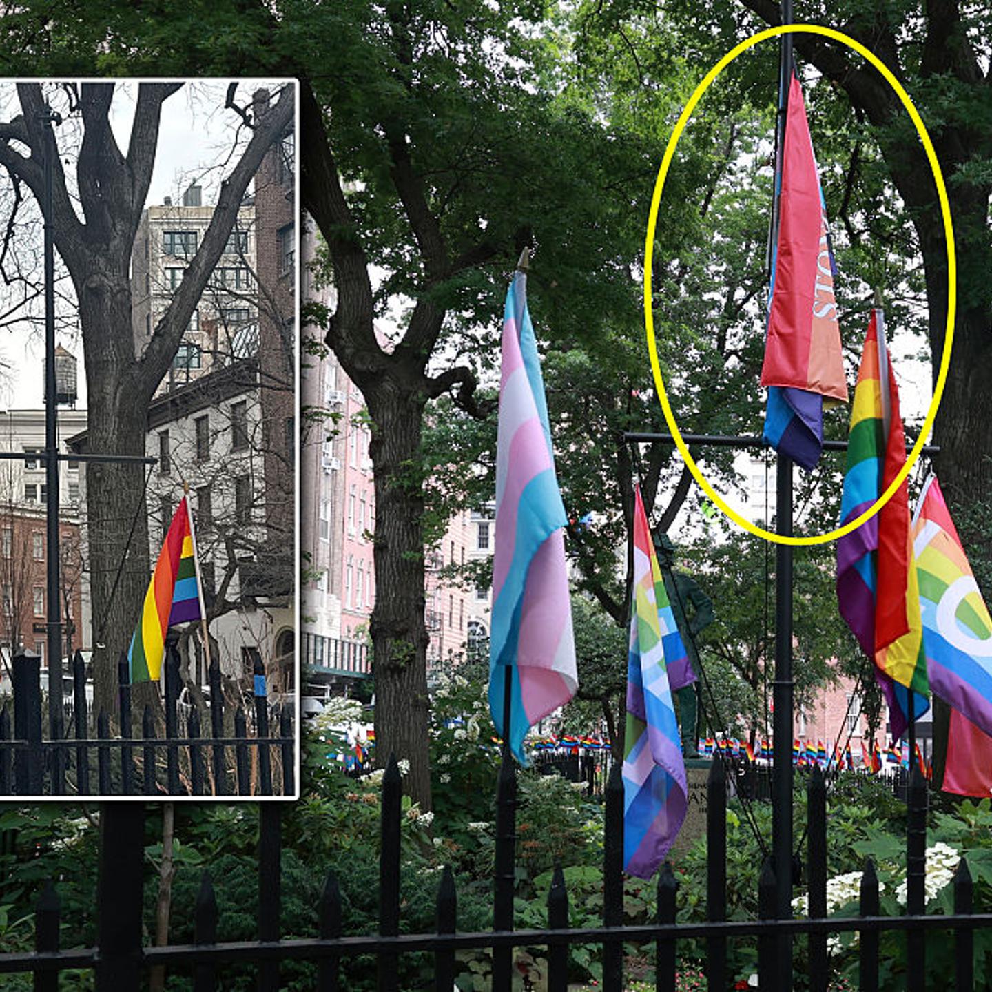 A rainbow pride flag has been removed from the Stonewall National Monument in Greenwich Village, N.Y. because of a directive from the Trump Administration.