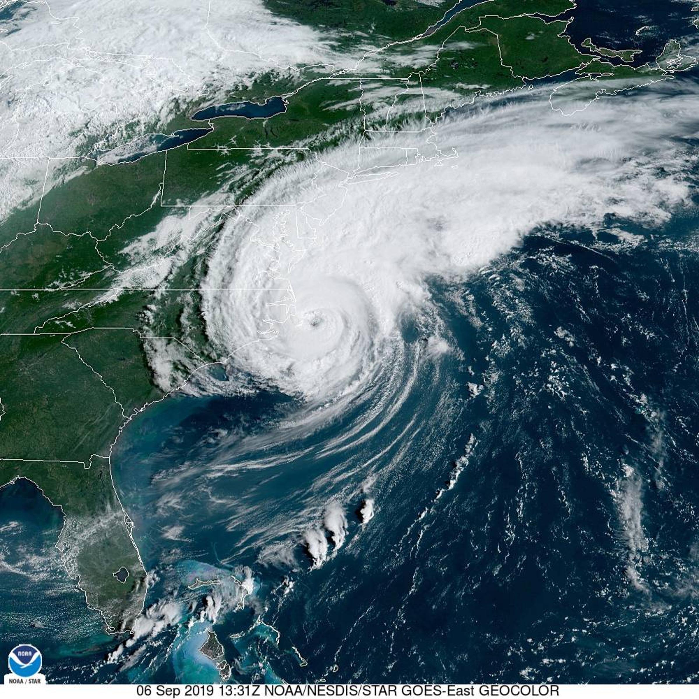 A National Weather Service satellite image of Hurricane Dorian