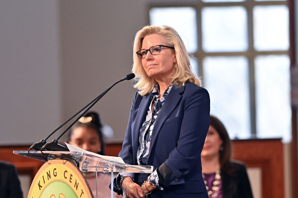 Former U.S. Representative from Wyoming (R) Liz Cheney speaks onstage during the 2024 Martin Luther King, Jr. Beloved Community Commemorative Service at Ebenezer Baptist Church on Jan. 15, 2024 in Atlanta, Ga.