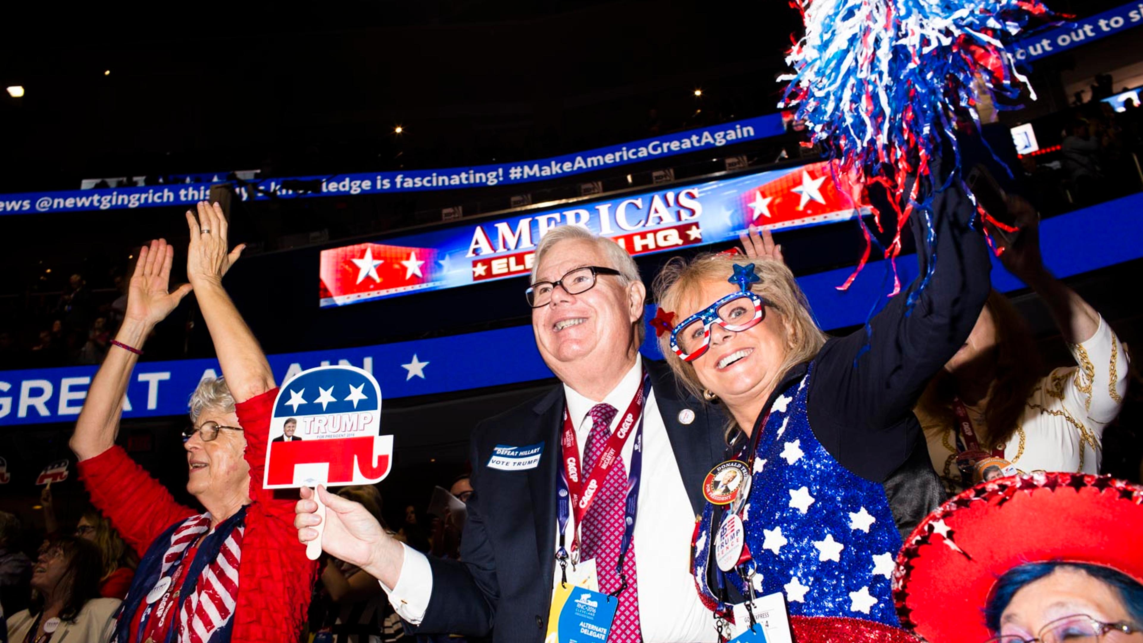Scenes from the floor at the 2016 Republican National Convention in Cleveland on Thursday, July 21, 2016.