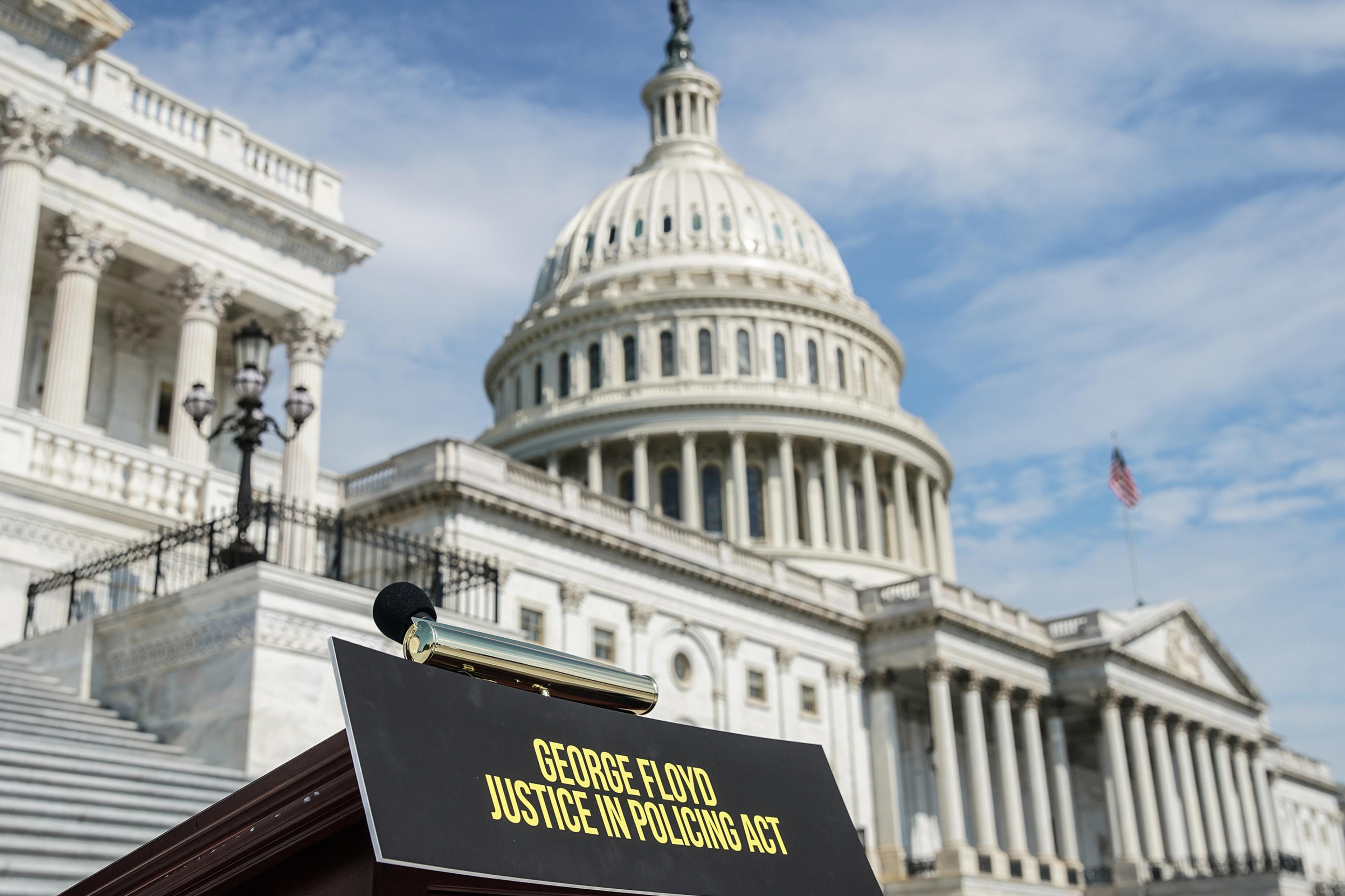 A press briefing is held prior to the House vote on the George Floyd Justice in Policing Act on Capitol Hill in Washington, D.C., on June 25, 2020.