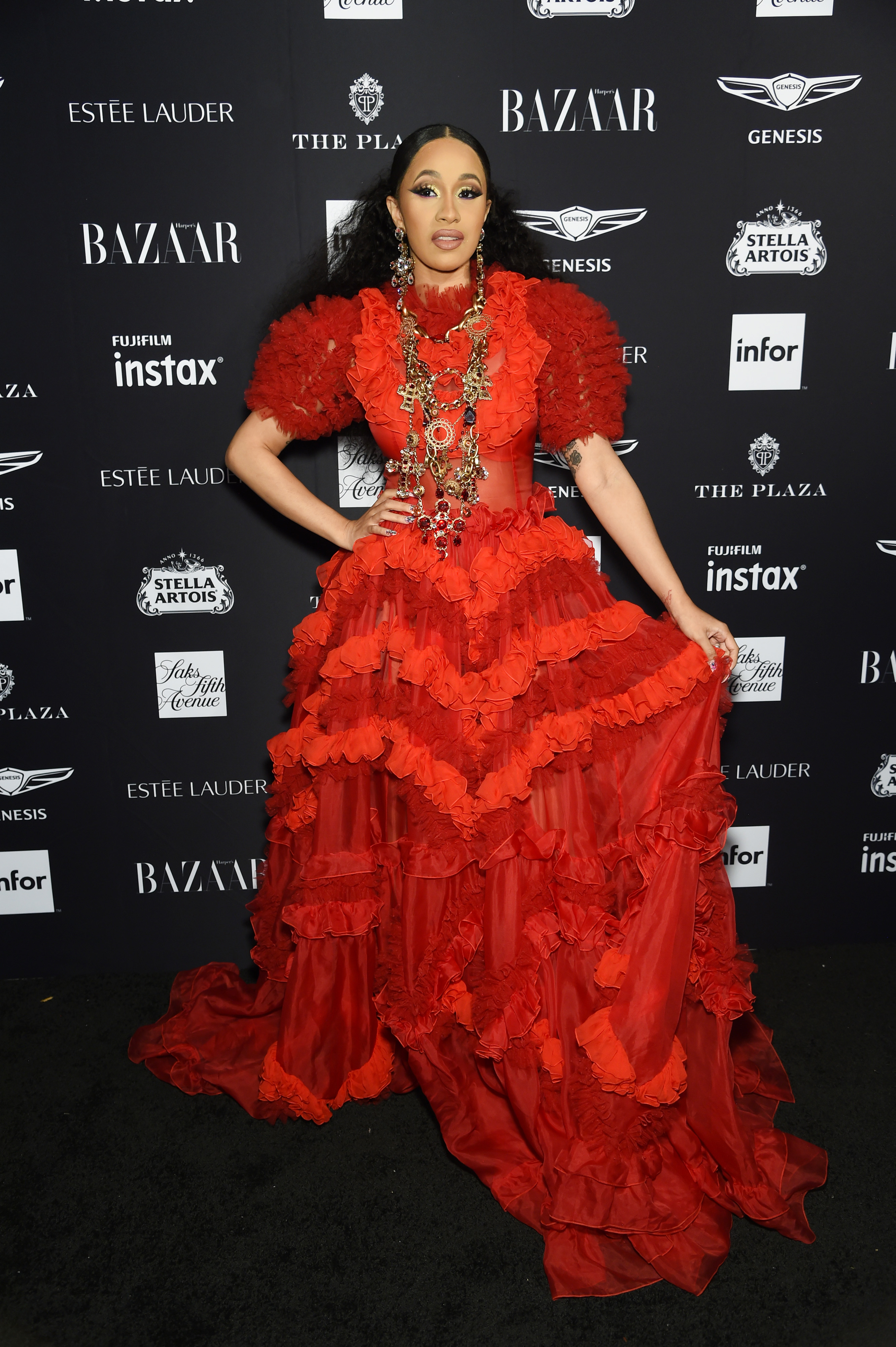 cardi b red dress met gala Cardi B Sweeps 2019 Met Gala in a Stunning Red Quilted Dress