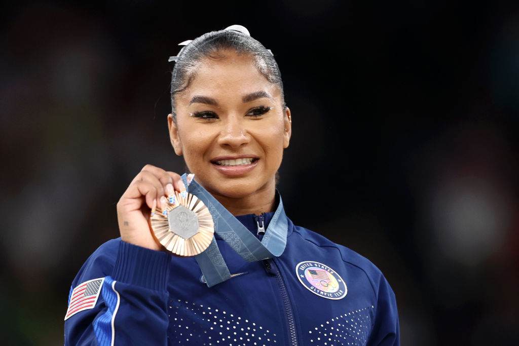 Jordan Chiles of Team USA looks on with her Bronze Medal from the Women's Apparatus floor final on day ten of the Olympic Games Paris 2024 on Aug. 5, 2024 in Paris, France.