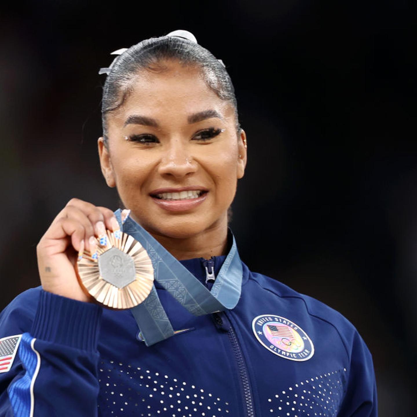Jordan Chiles of Team USA looks on with her Bronze Medal from the Women's Apparatus floor final on day ten of the Olympic Games Paris 2024 on Aug. 5, 2024 in Paris, France.
