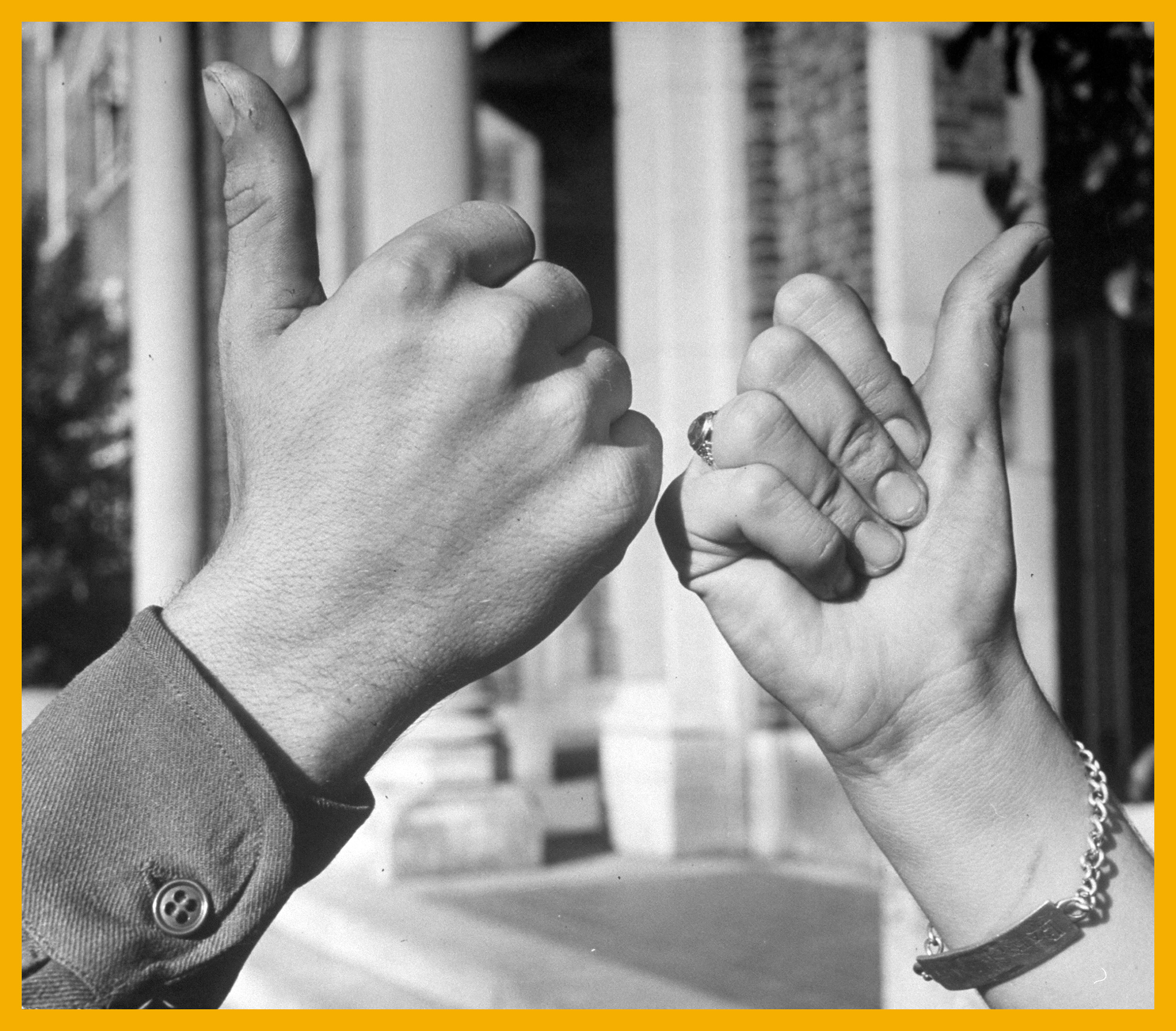 Teenagers giving the thumbs up in 1947.