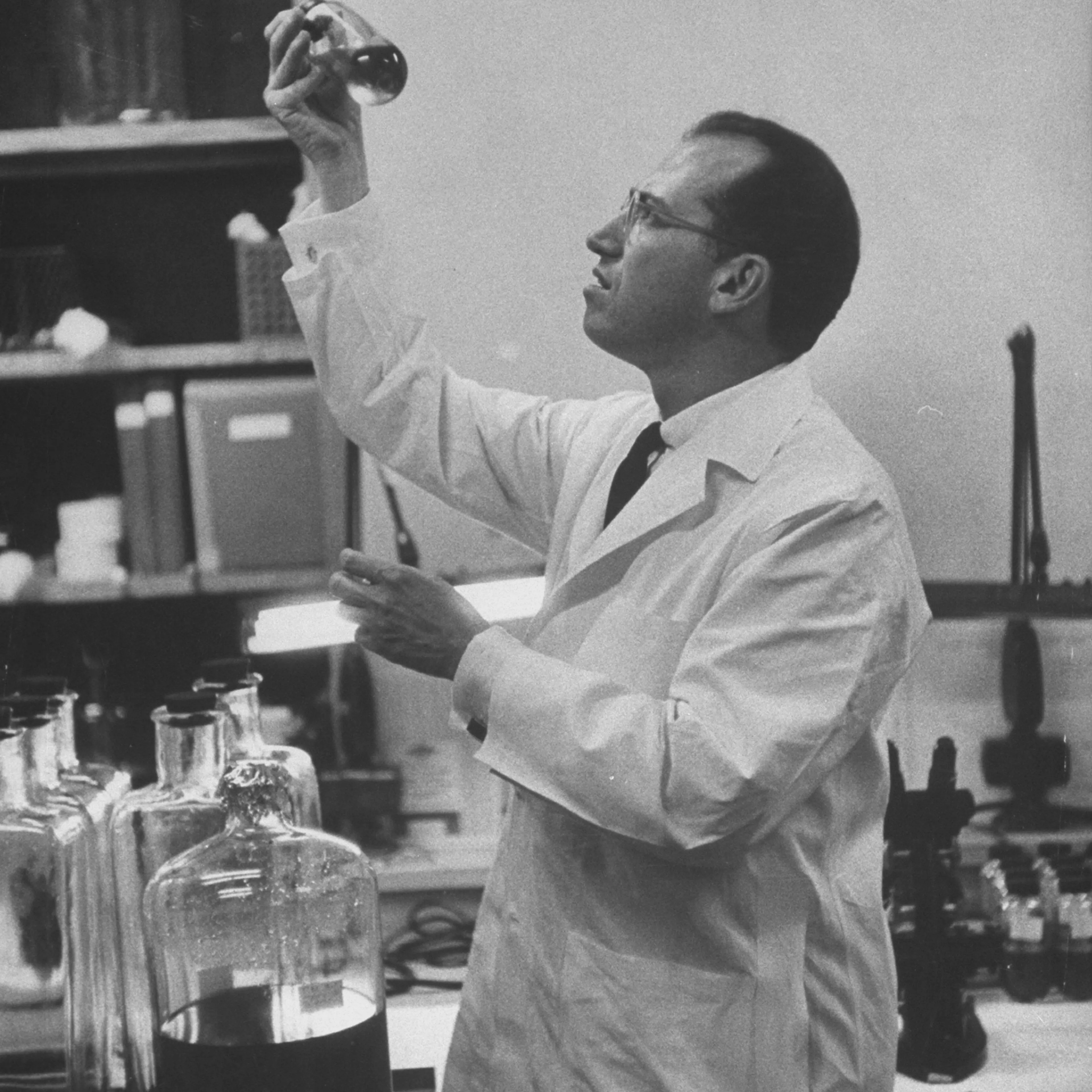 Jonas Salk in 1955, the year his polio vaccine was proven effective