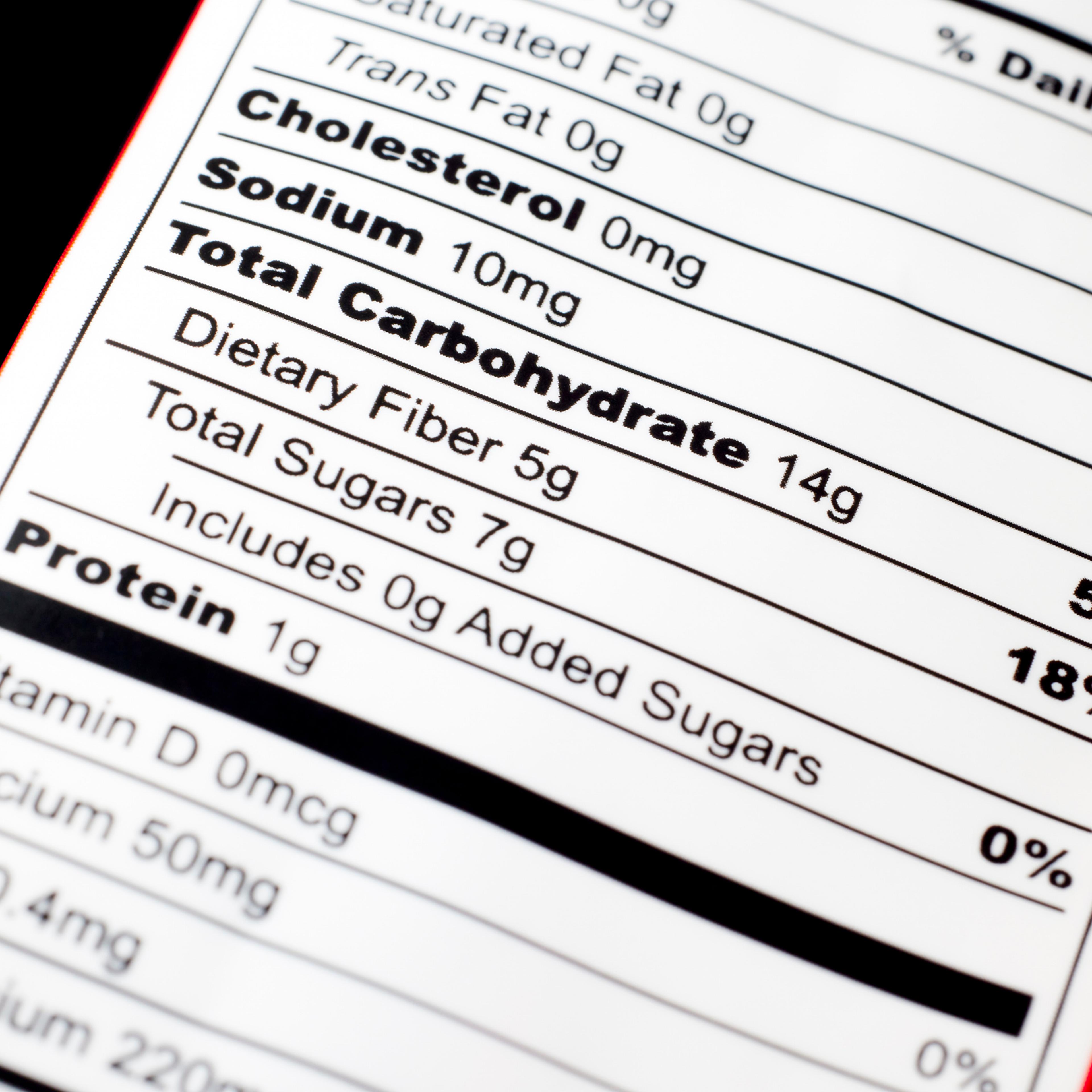Close up of a Nutritional Label