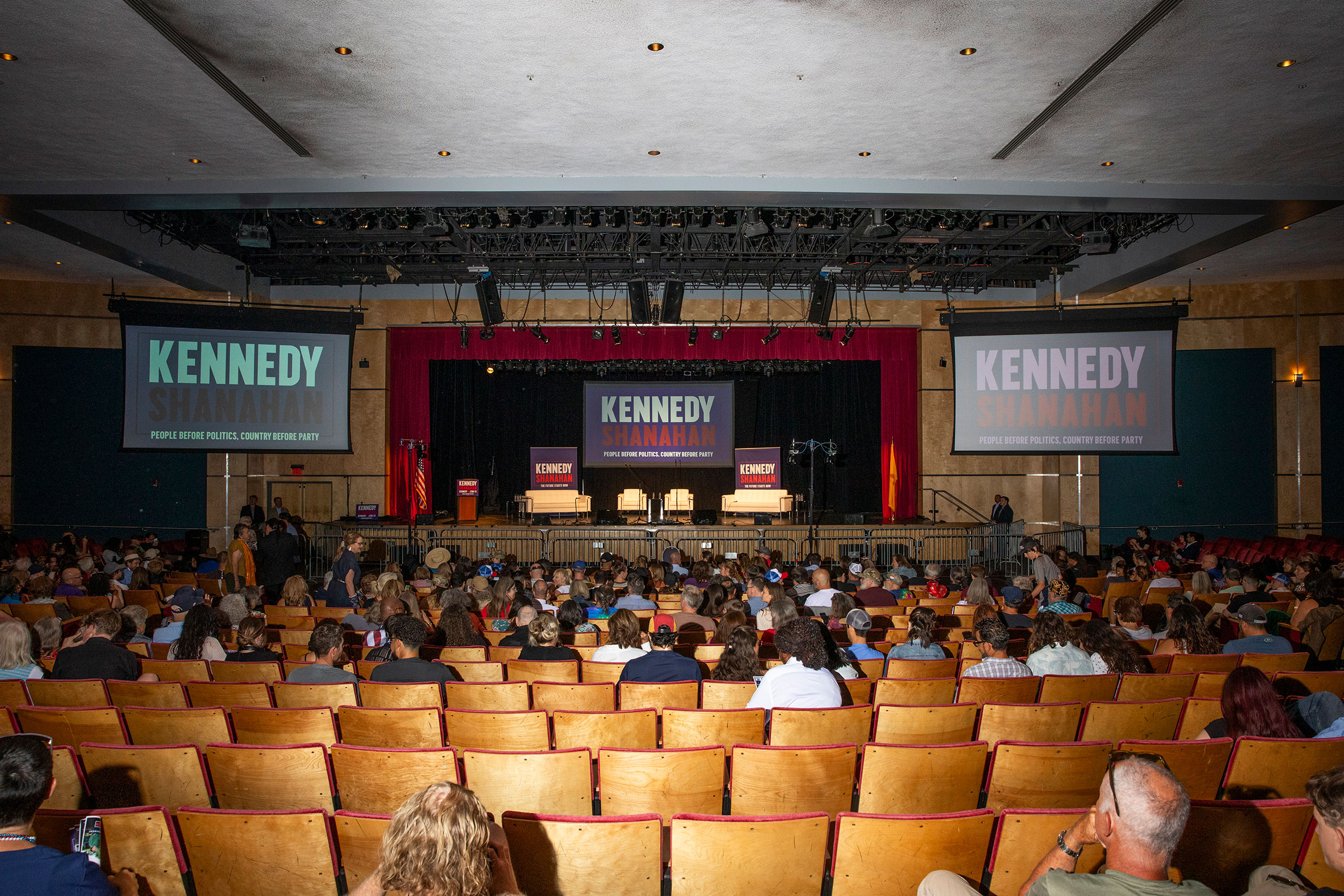 Supporters attend a screening for "Recovering America", a documentary that features Kennedy, at the Kiva Auditorium in Albuquerque on June 15.