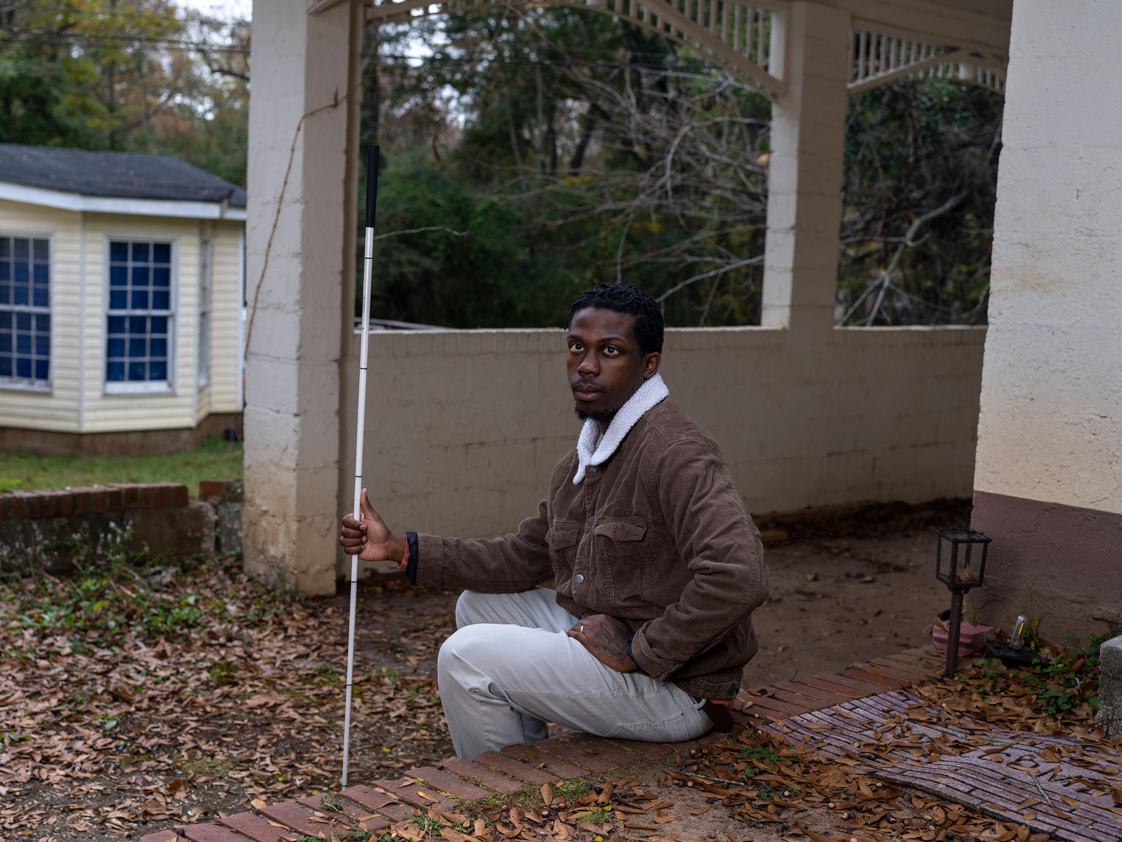 Derrean Tucker poses for a portrait outside of his home in LaGrange, Ga. on Nov 5.