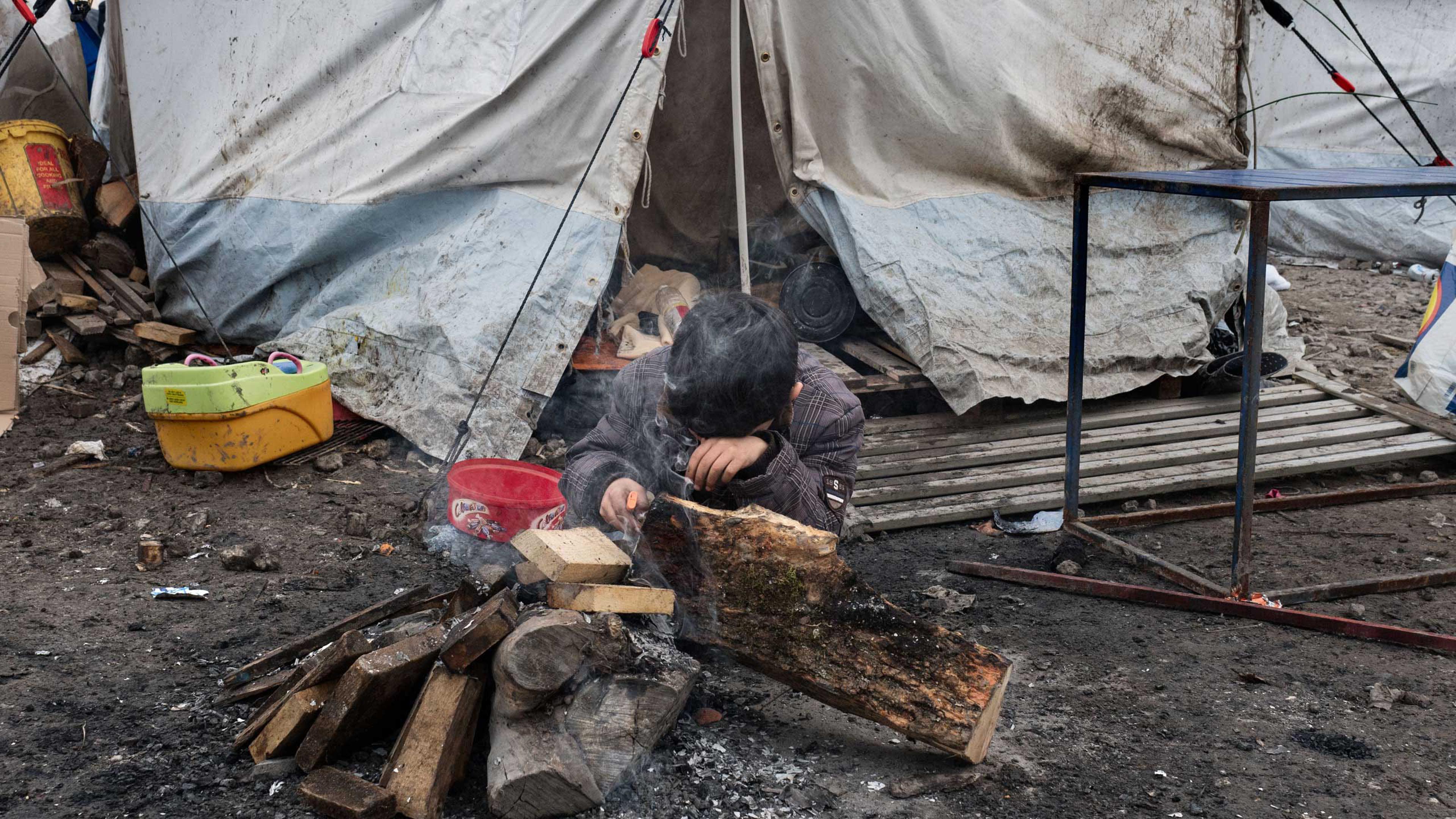 The refugee camp near Dunkirk, Grande-Synthe, which is accommodating over 2,500 refugees mostly families from Kurdistan, January 20, 2016
