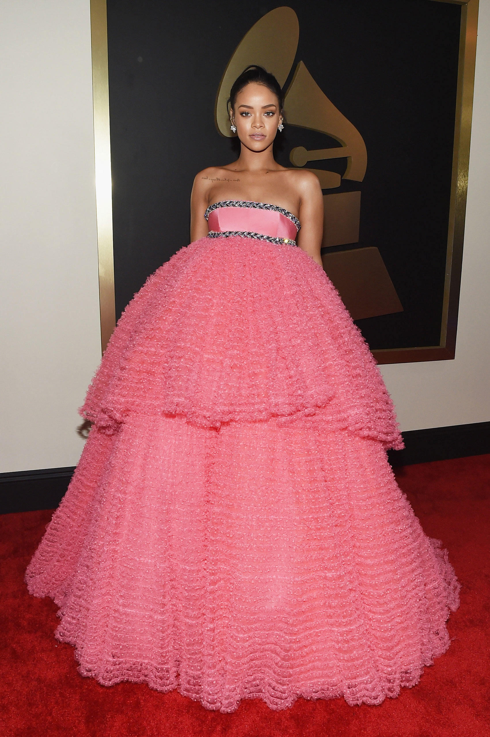 ariana grande blue dress grammys Ariana Grande Grey Celebrity Ball Gown Prom Red Carpet Dress Grammys