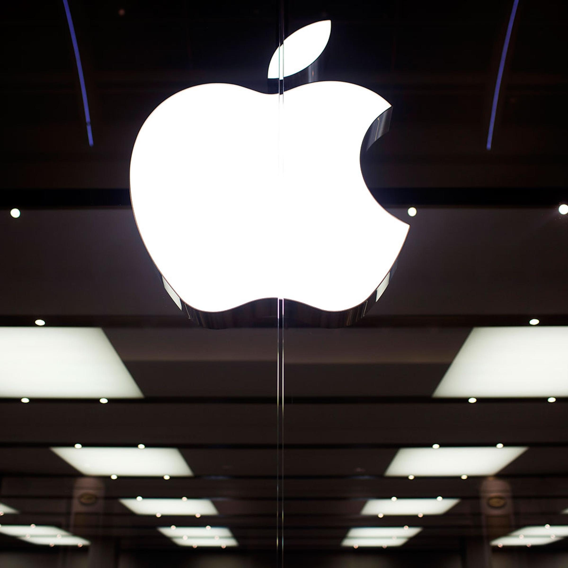 The Apple Inc logo sits on display at the company's store in the Gran Plaza 2 shopping mall in Majadahonda, near Madrid, Spain, on Friday, Sept. 28, 2012.