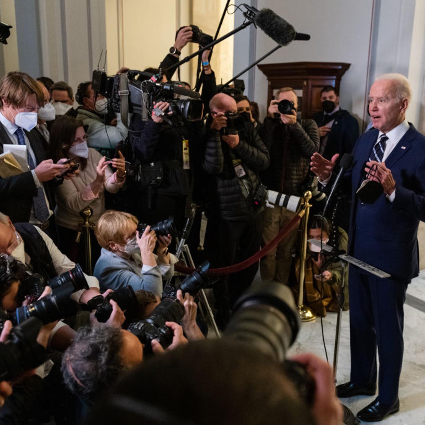 President Biden Visits Senate Democratic Caucus At U.S. Capitol
