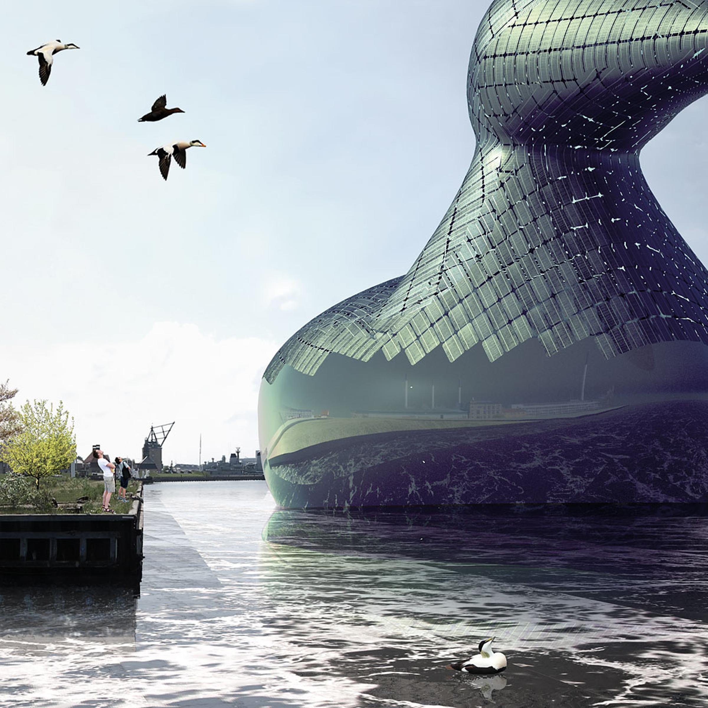 Energy Duck: A submission to the 2014 Land Art Generator Initiative Copenhagen design competition by artists Hareth Pochee, Adam Khan, Louis Leger and Patrick Fryer.