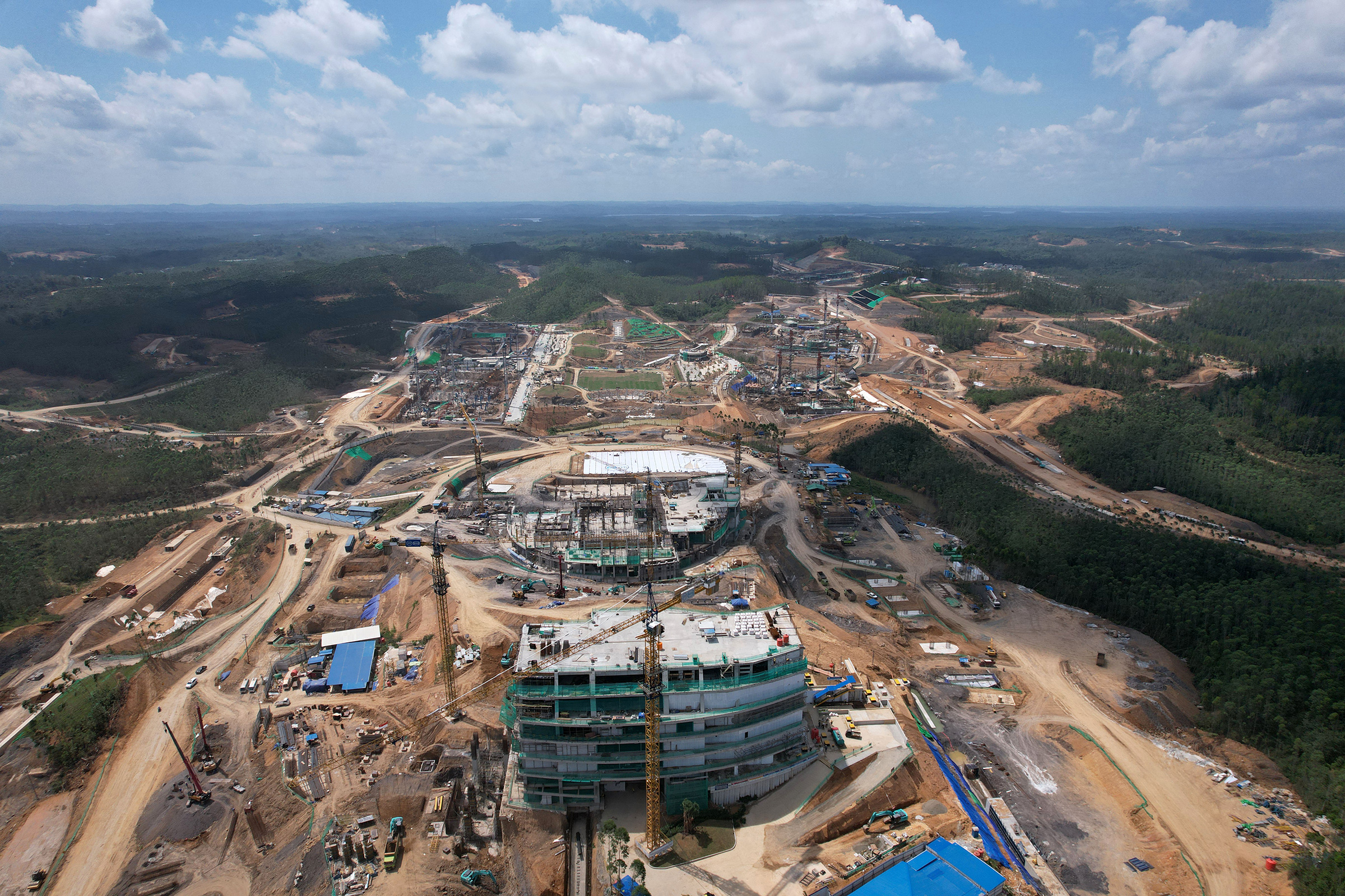 Government facilities under construction at the new national capital Nusantara in Penajam Paser Utara, Indonesia, on Sept. 21.