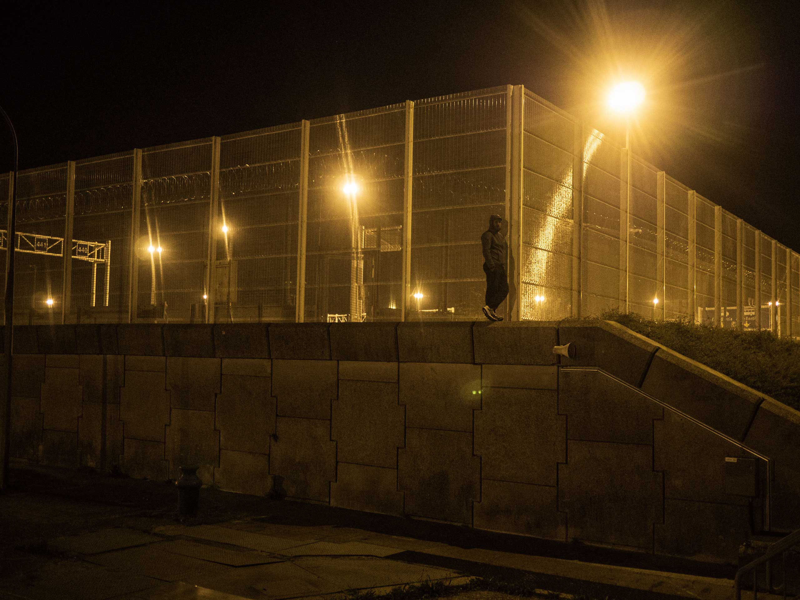 A fence at the shantytown known as the "jungle" in Calais, France where migrants take shelter before attempting to make their way to the United Kingdom, Sept. 17, 2015, Calais, France.