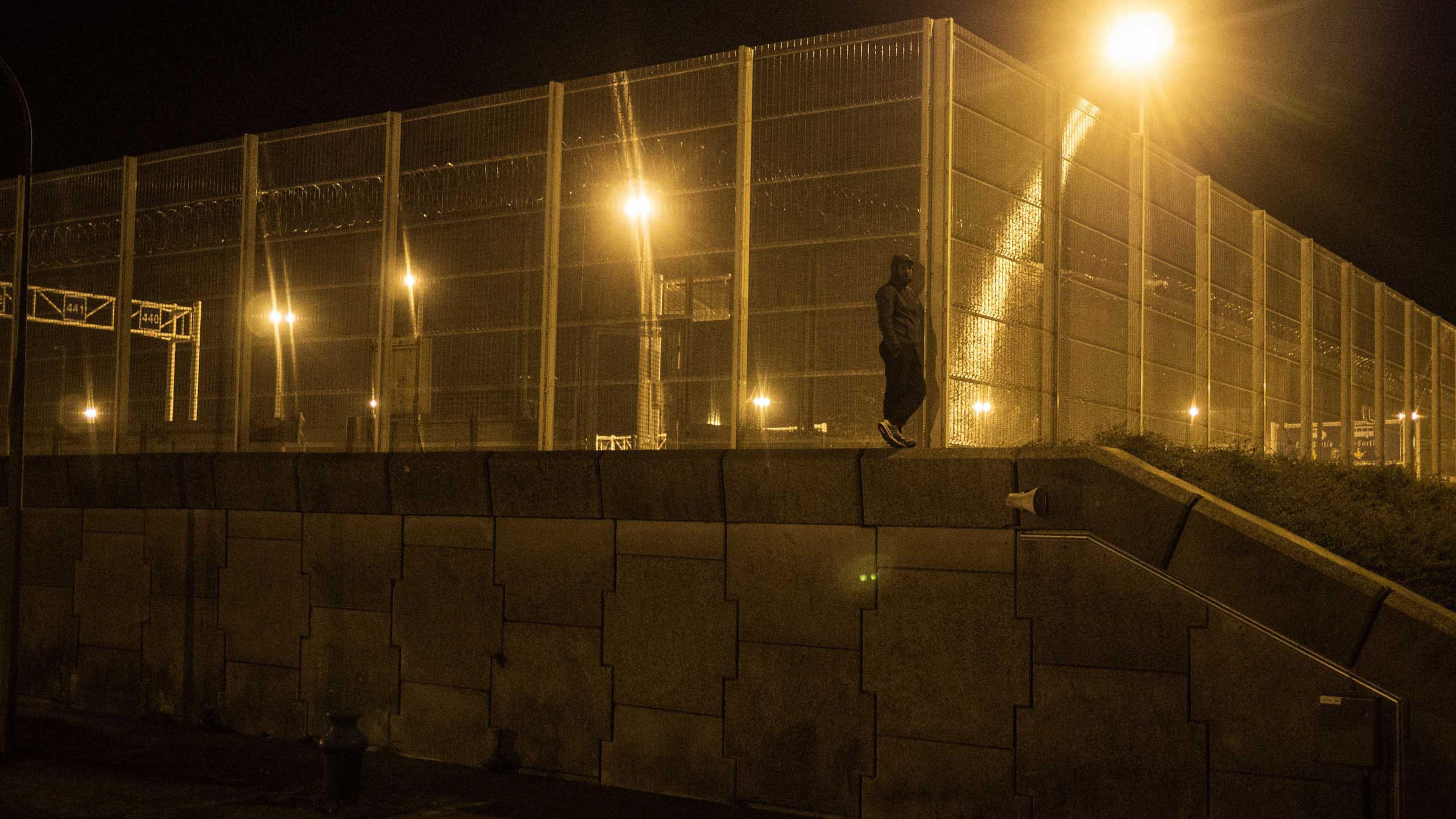 A fence at the shantytown known as the "jungle" in Calais, France where migrants take shelter before attempting to make their way to the United Kingdom, Sept. 17, 2015, Calais, France.