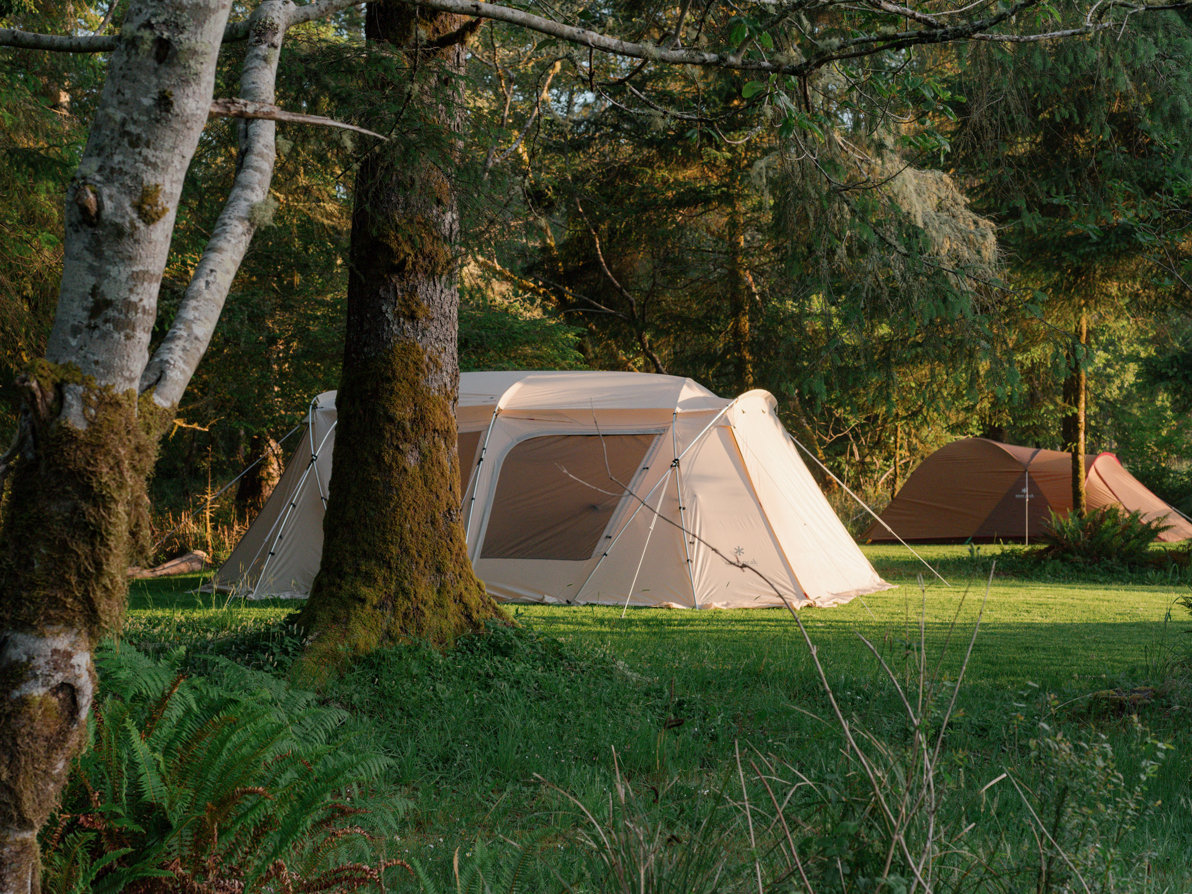 Snow Peak tents at the Snow Peak Long Beach Campfield