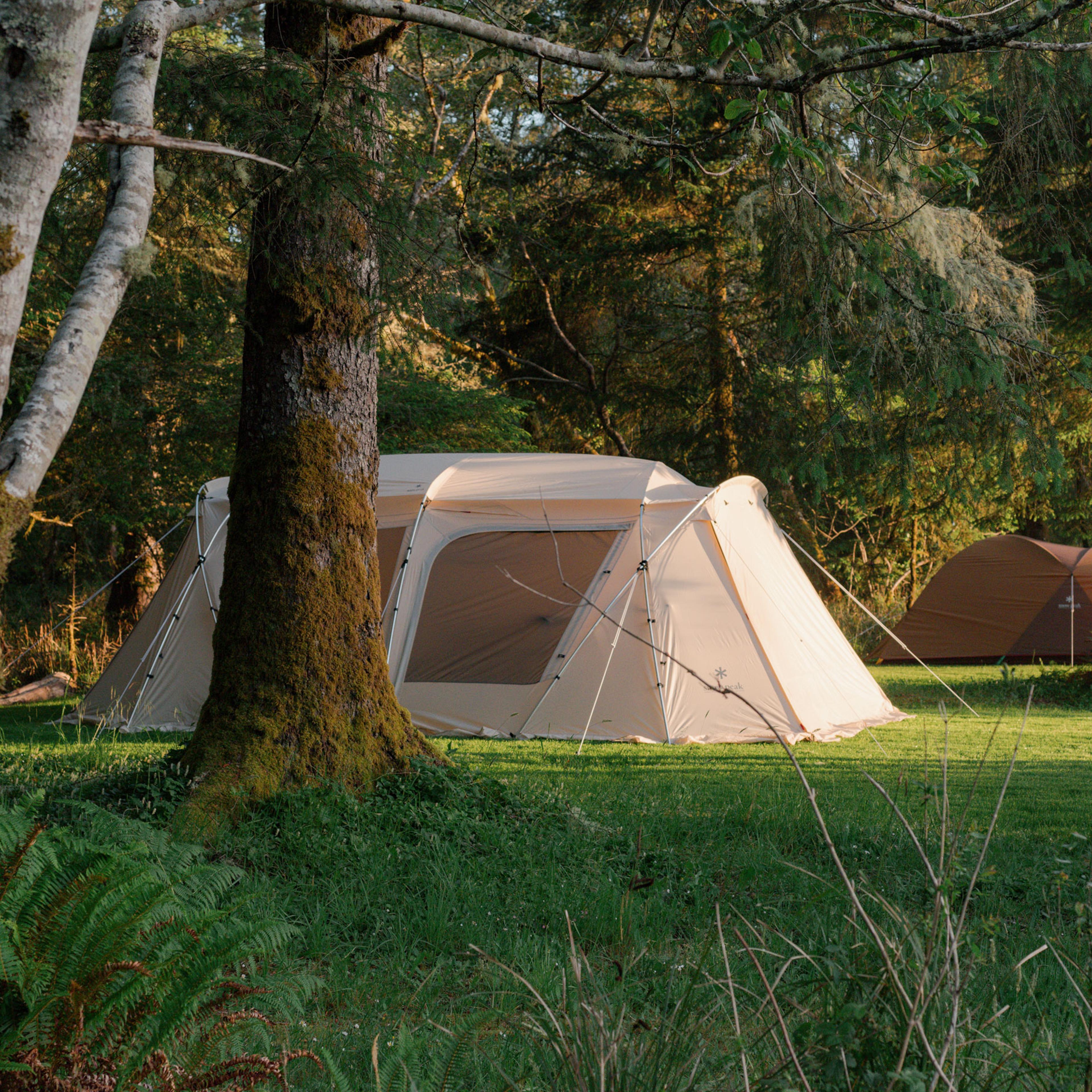 Snow Peak tents at the Snow Peak Long Beach Campfield