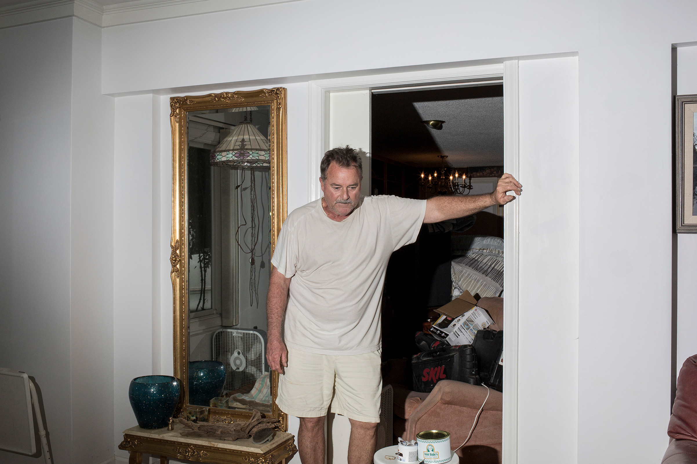 Lee Roy Scott surveys the damage to his home which was flooded due to storm surge from Hurricane Florence in Washington, N.C. on Saturday, Sept. 15.