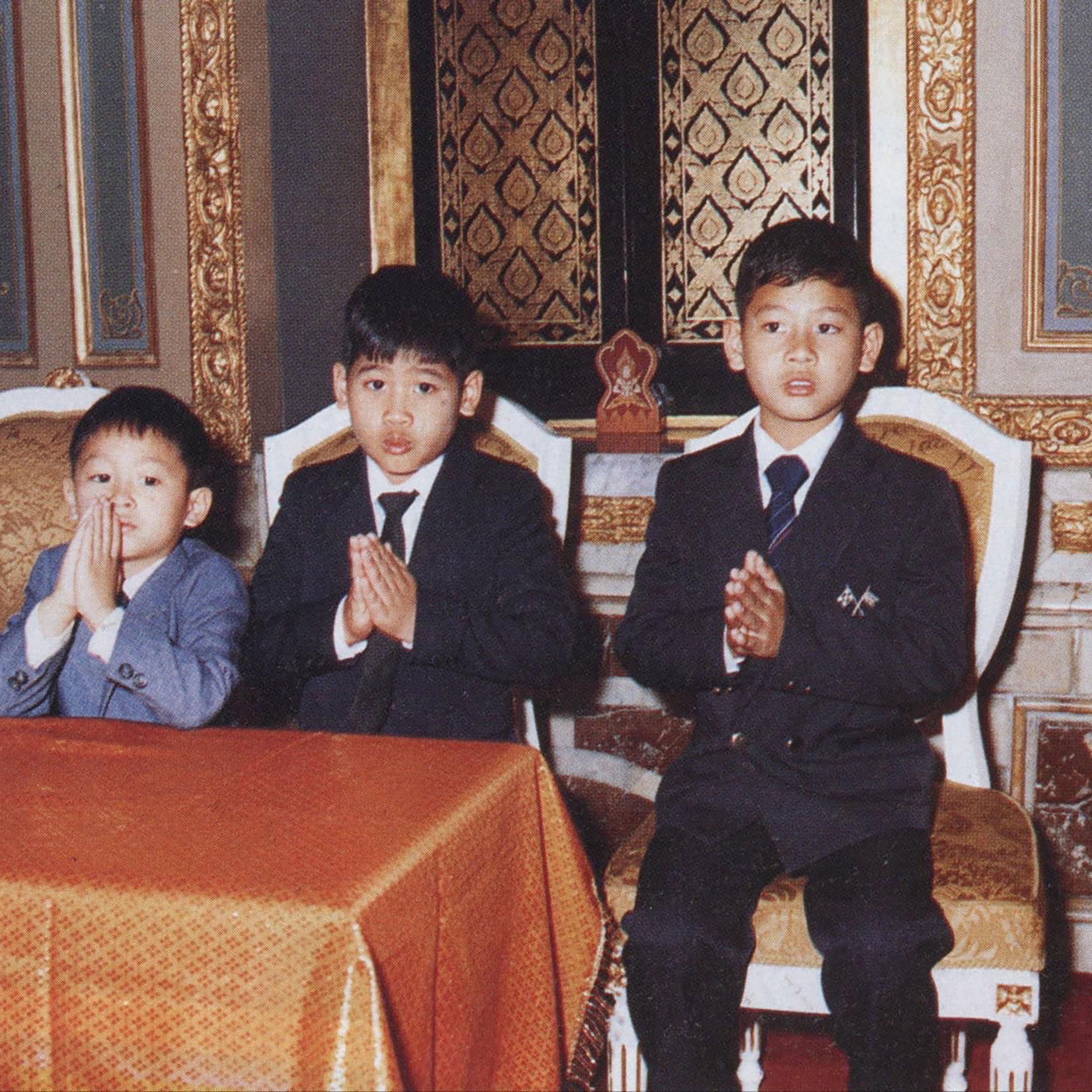 The three eldest Vivacharawongse boys in the Royal Palace in Bangkok in the late 1980s.