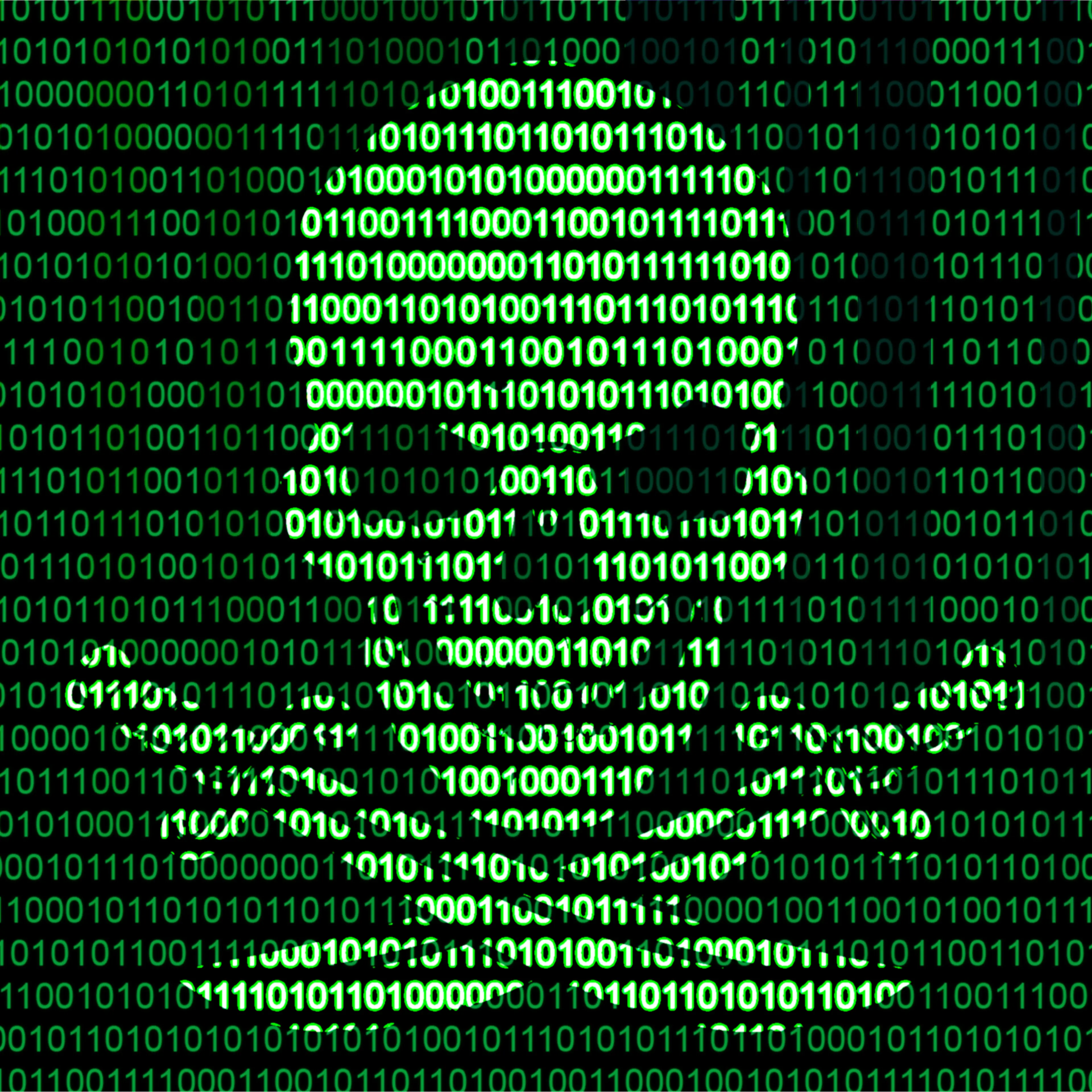 Jolly Roger on binary code background