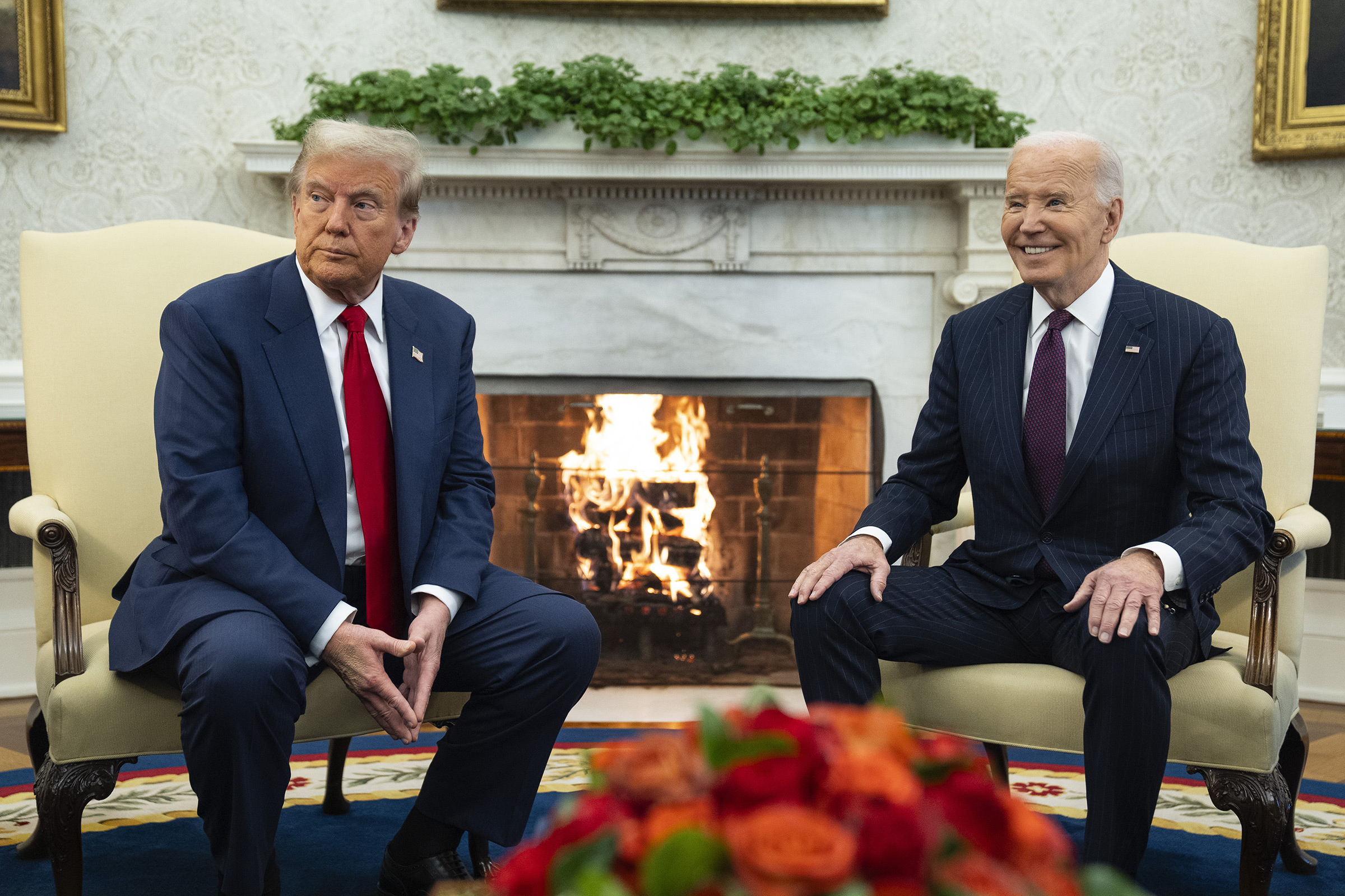 President Joe Biden meets with President-elect Donald Trump in the Oval Office of the White House, in Washington, D.C., on Nov. 13, 2024.