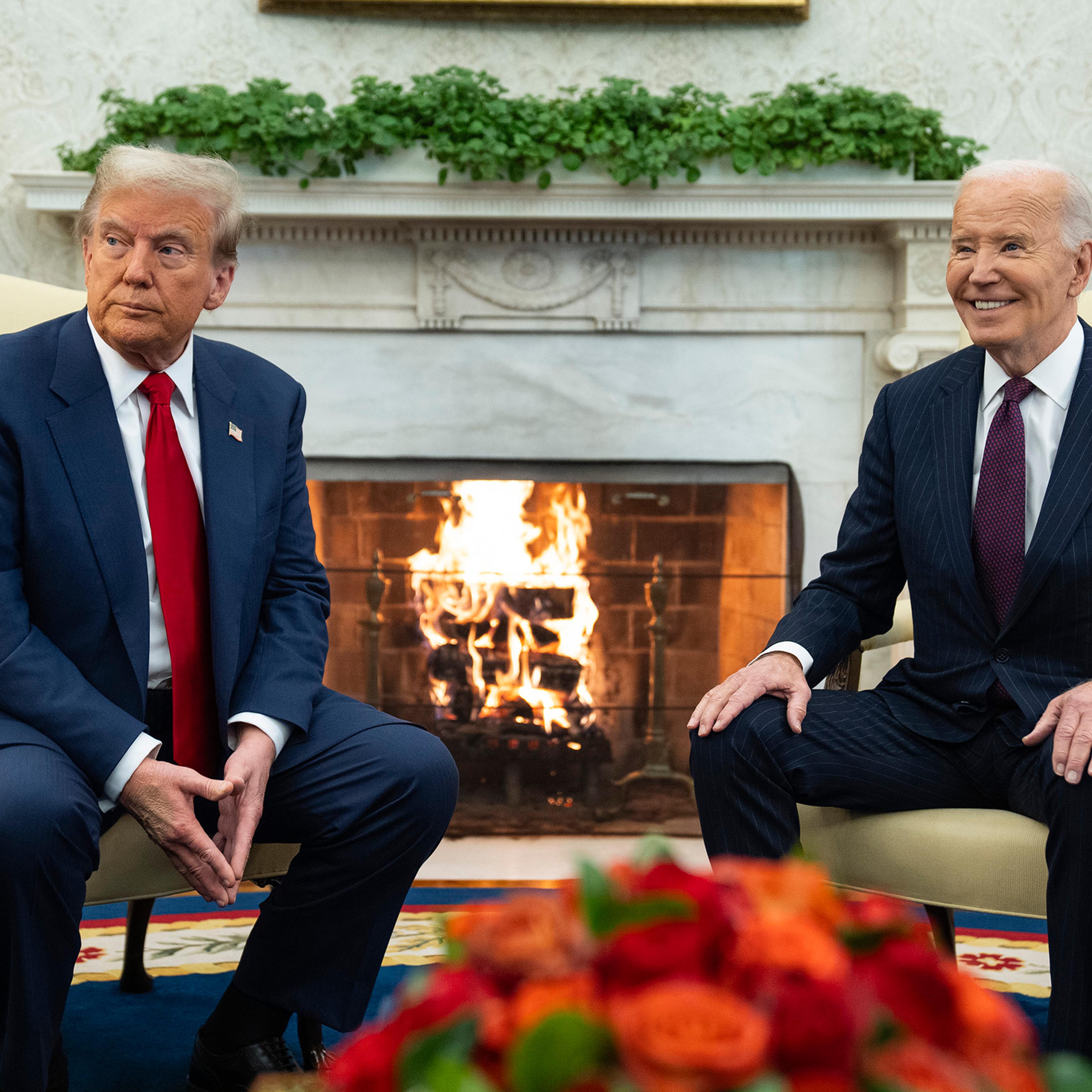 President Joe Biden meets with President-elect Donald Trump in the Oval Office of the White House, in Washington, D.C., on Nov. 13, 2024.