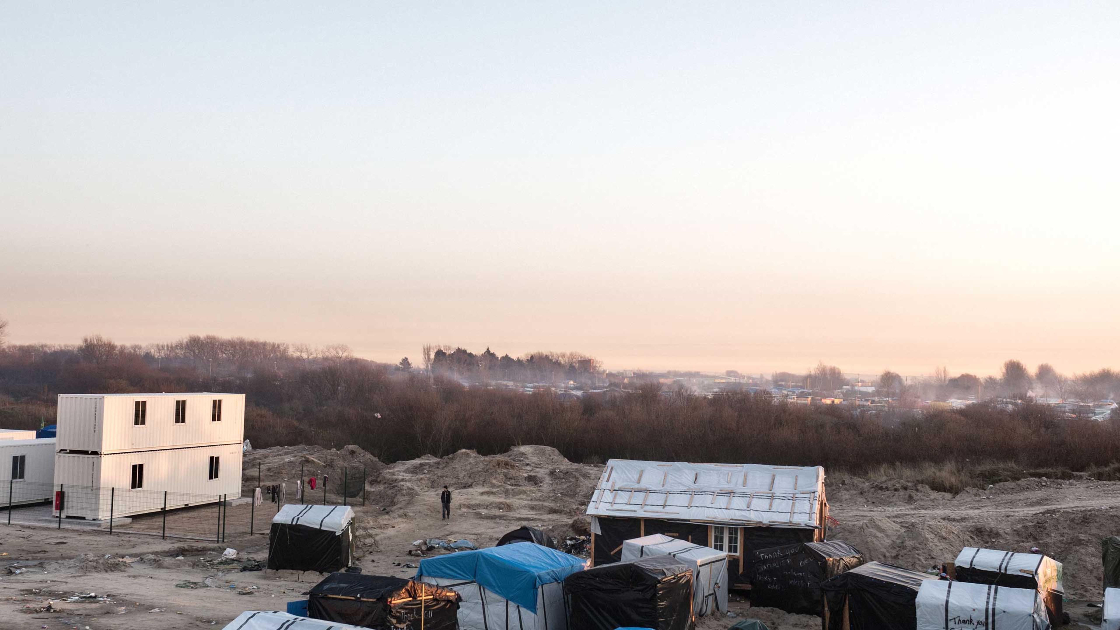 New construction for migrants has begun in Calais, France intended to take the place of the "jungle" tent dwellings, Jan. 19, 2016.