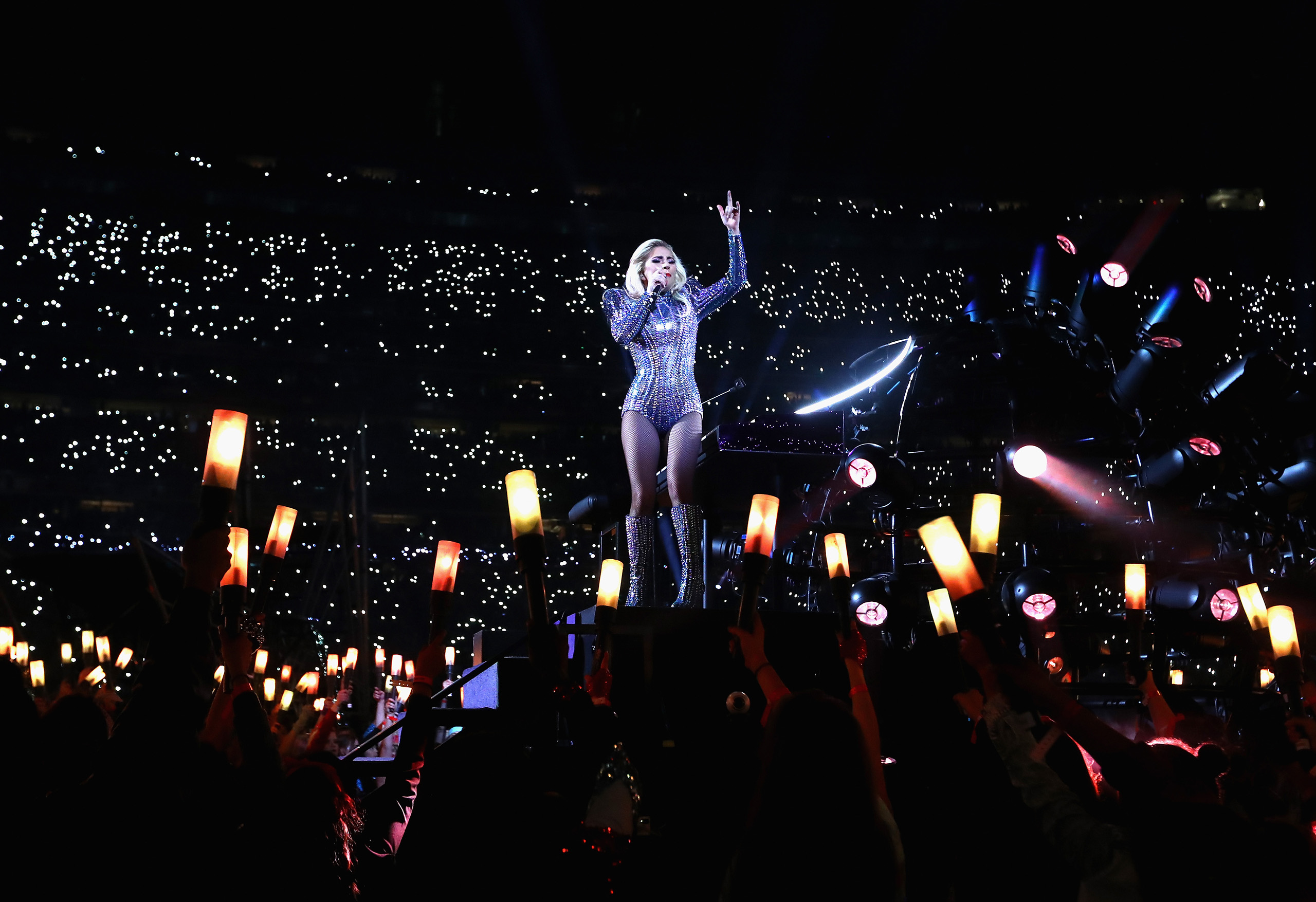 Lady Gaga performs during the Pepsi Zero Sugar Super Bowl 51 Halftime Show at NRG Stadium in Houston, Texas, on Feb. 5, 2017.