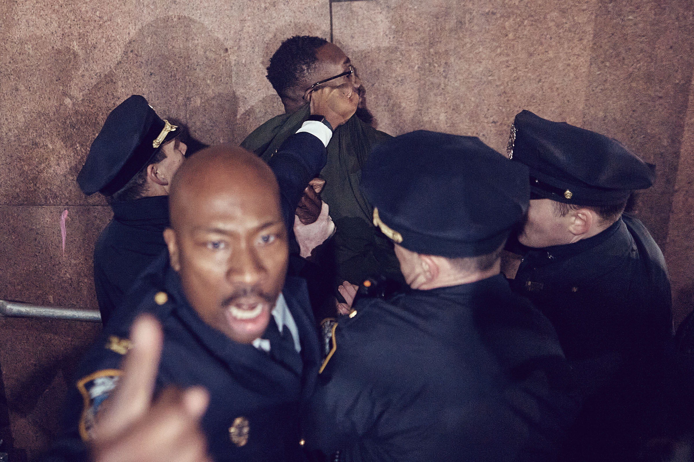 New York City Police arrests  aPro-Palestinian protestor during a demonstration calling for a permanent ceasefire in Gaza, on Monday, Feb. 12, 2024, in New York. Several protesters were arrested as the NYC government implemented measures to restrict the 