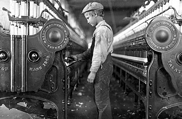 A boy works in a mill in Lincolnton, N.C., in 1908
