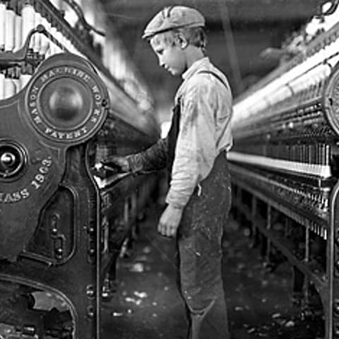A boy works in a mill in Lincolnton, N.C., in 1908