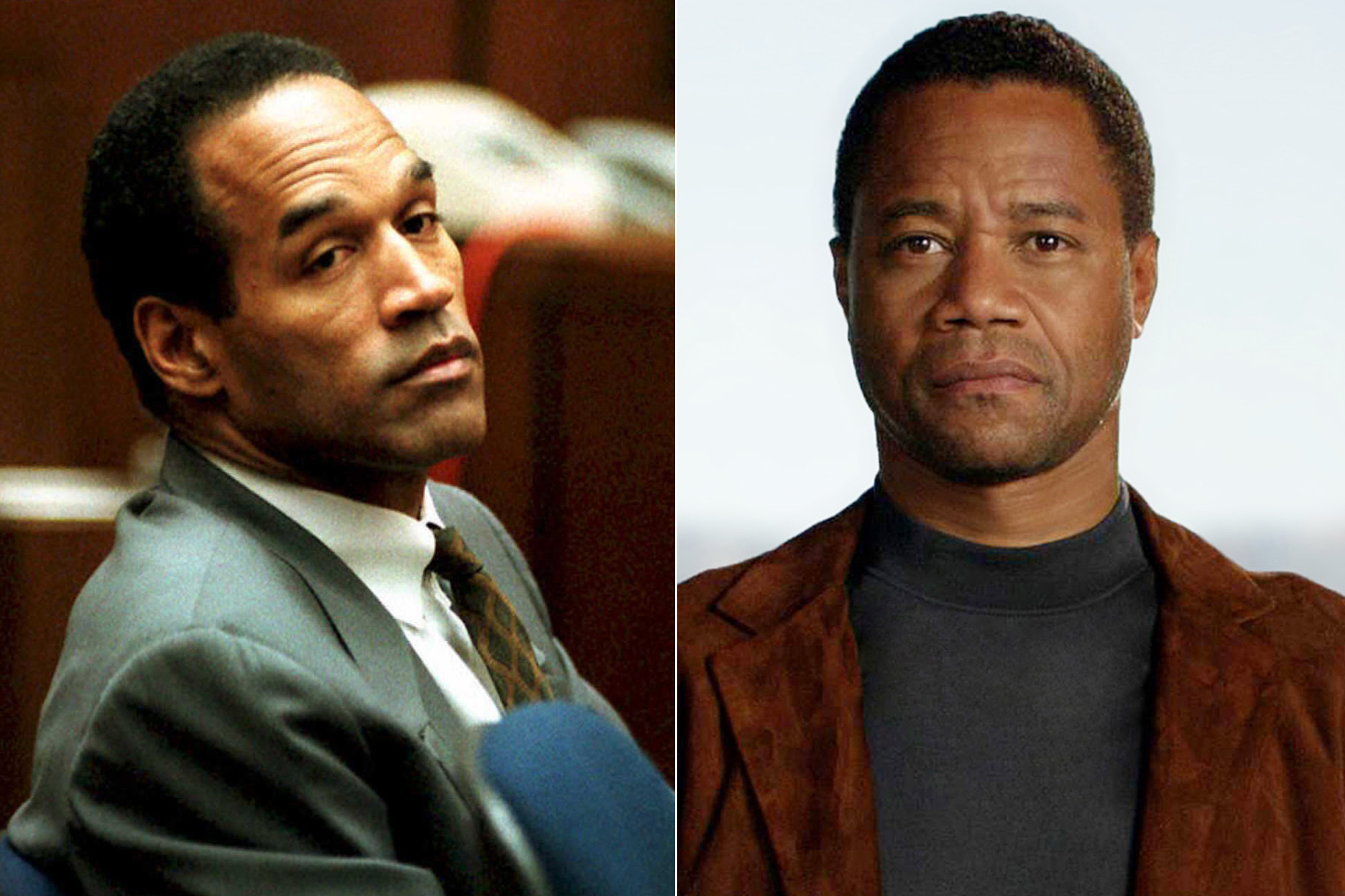 Cuba Gooding, Jr., right, as O.J. Simpson, left.