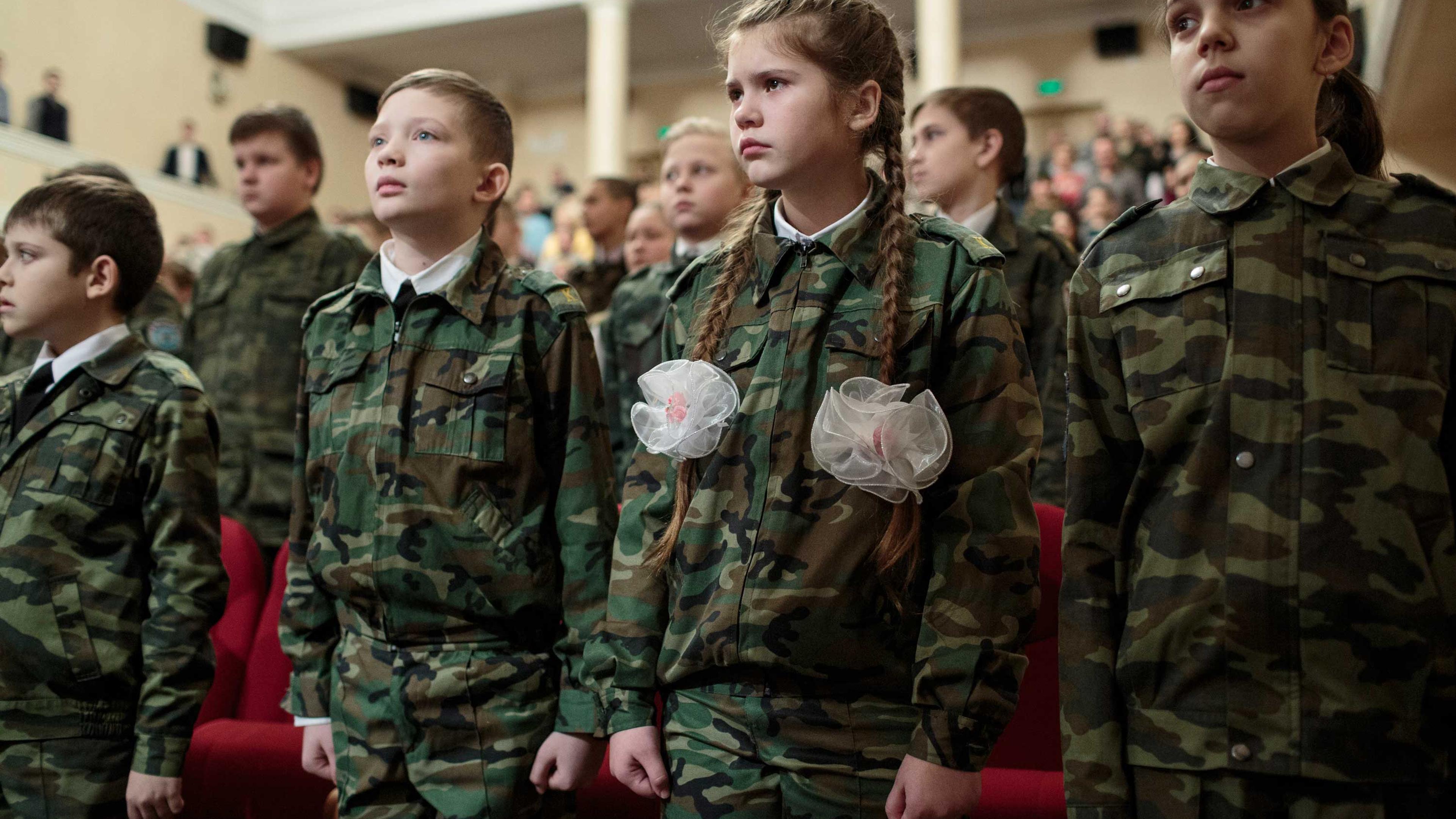 Cadet students perform at a local theater in Sergiyev Posad, Russia.