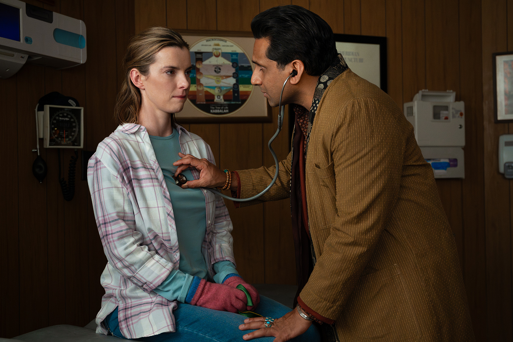 Betty Gilpin and Ravi Patel in <i>Three Women</i>