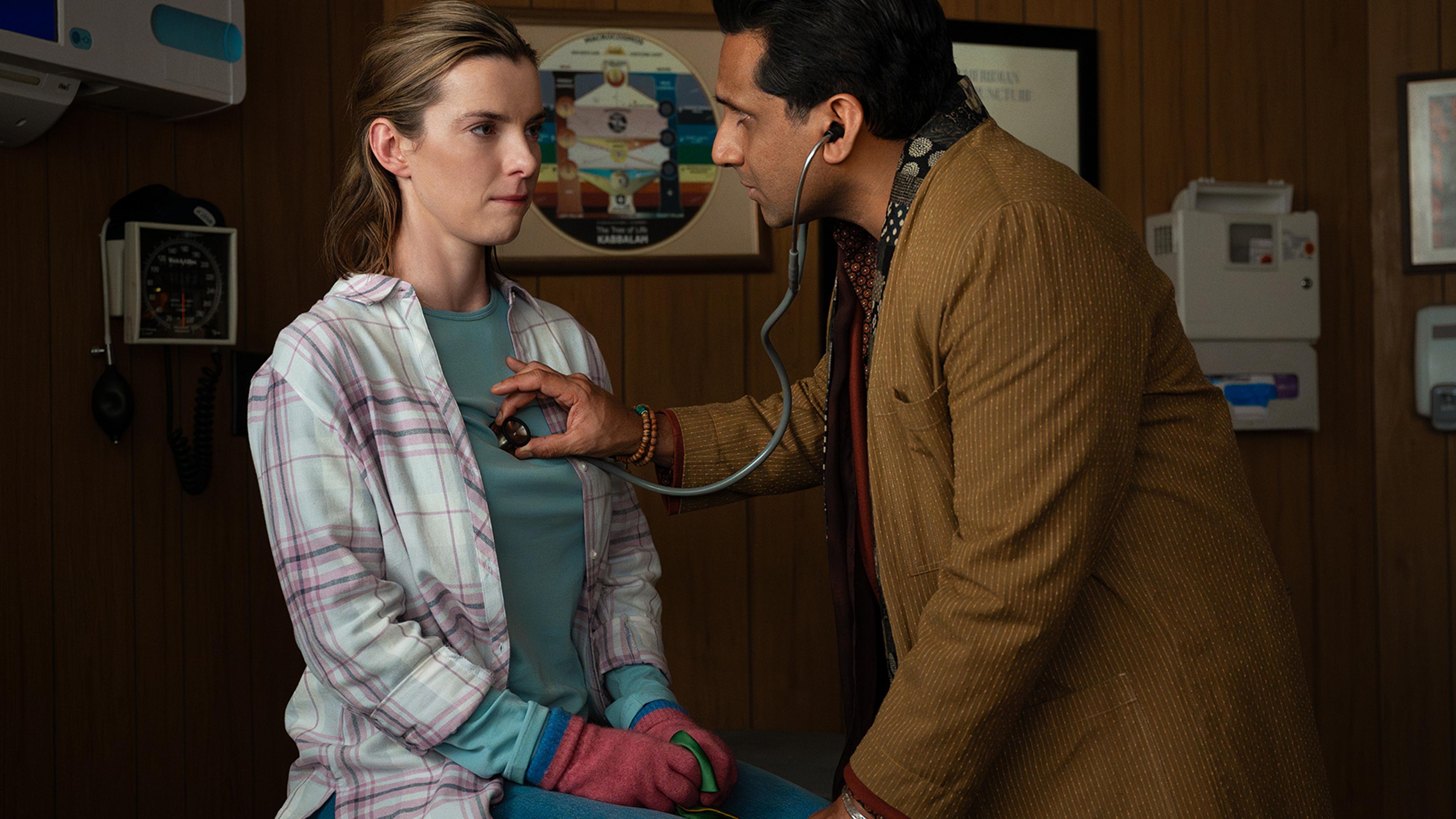 Betty Gilpin and Ravi Patel in <i>Three Women</i>