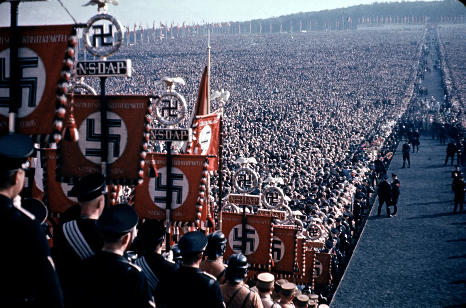 Nazi Germany Rally Adolf Hitler Among the Crowds: Color Photos of the Fuhrer's Fans