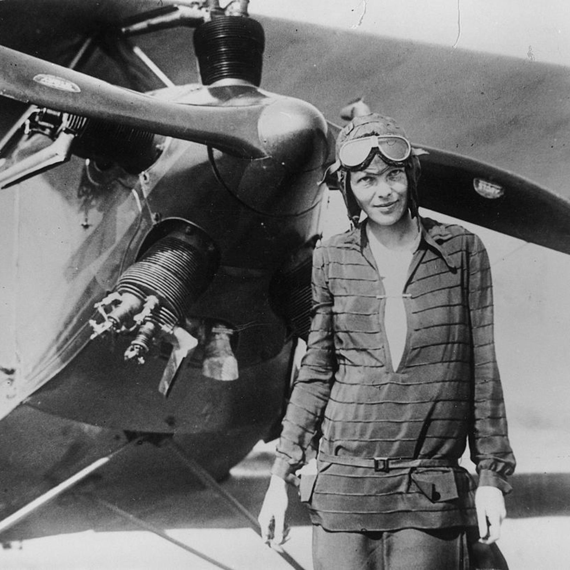 Ameila Earhart With Airplane