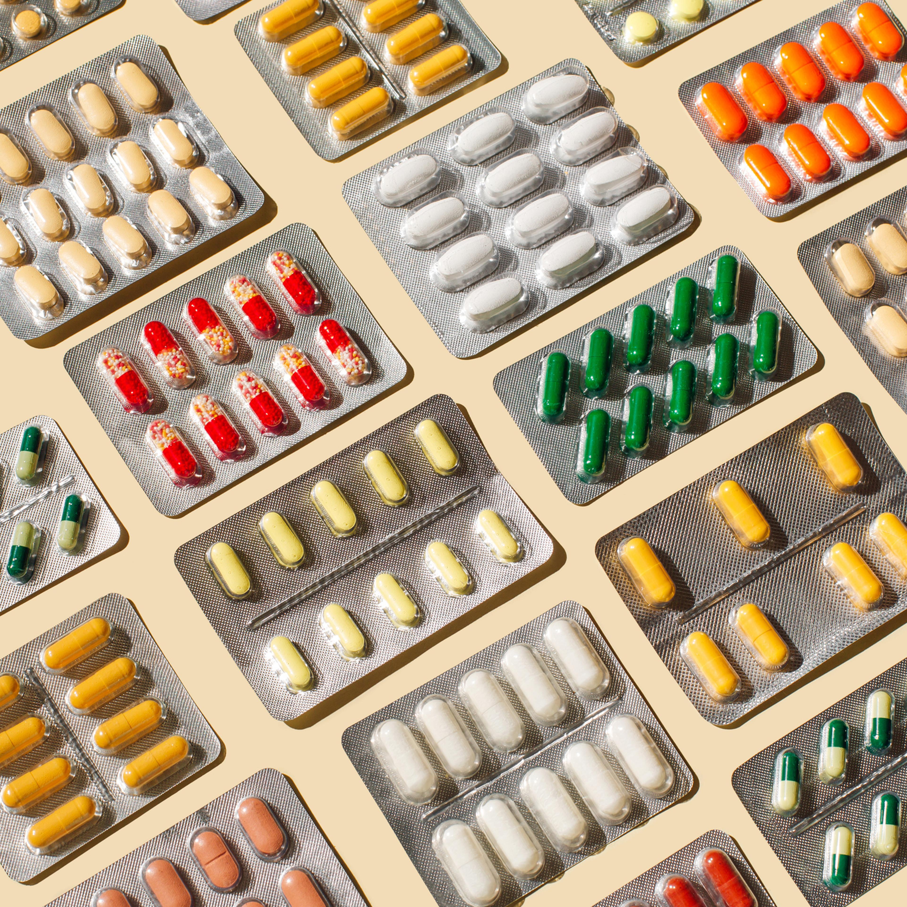 Colorful pills, blisters