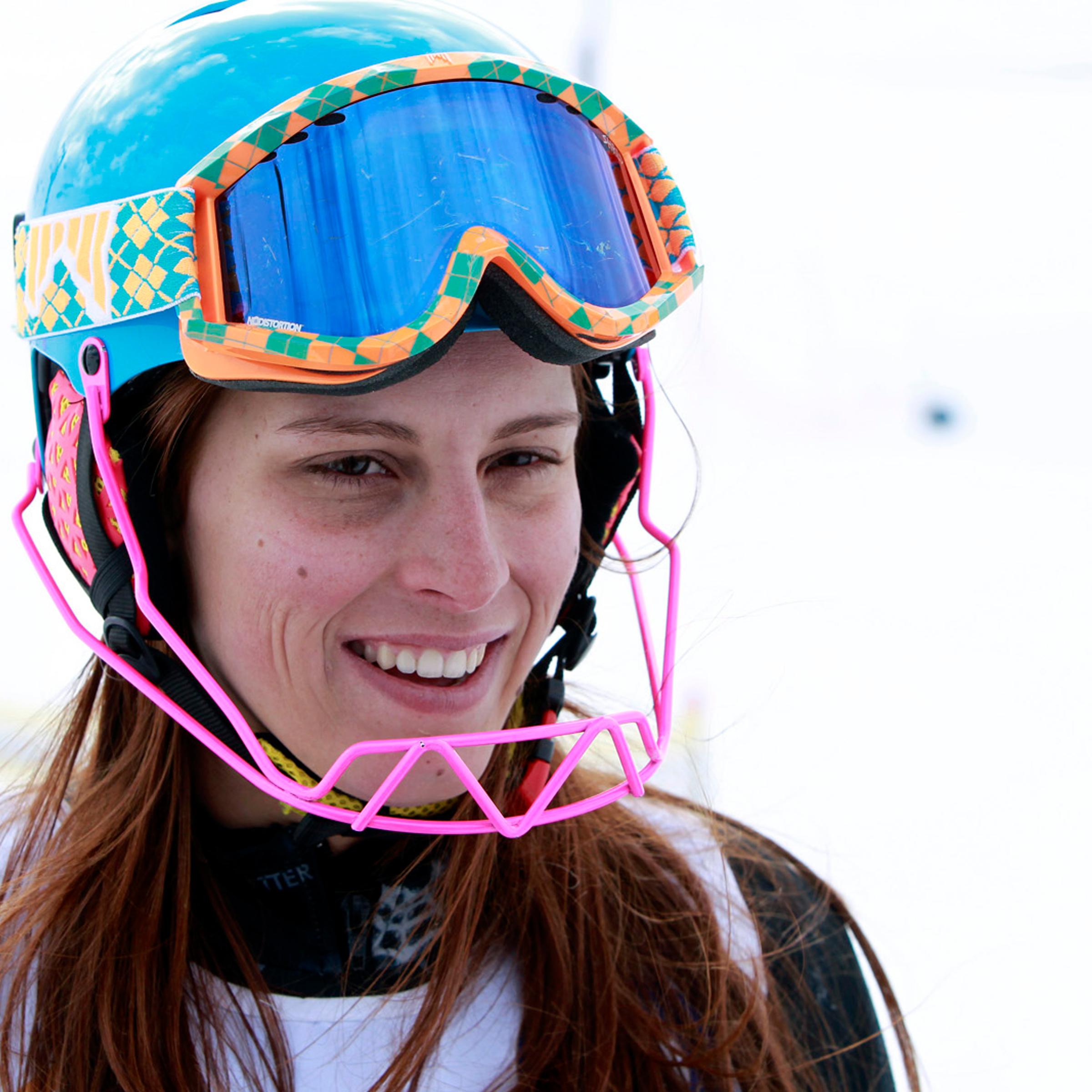 Lebanese skier Jacky Chamoun speaks during an interview at the ski resort of Faraya, northeast of Beirut, March 8, 2013.