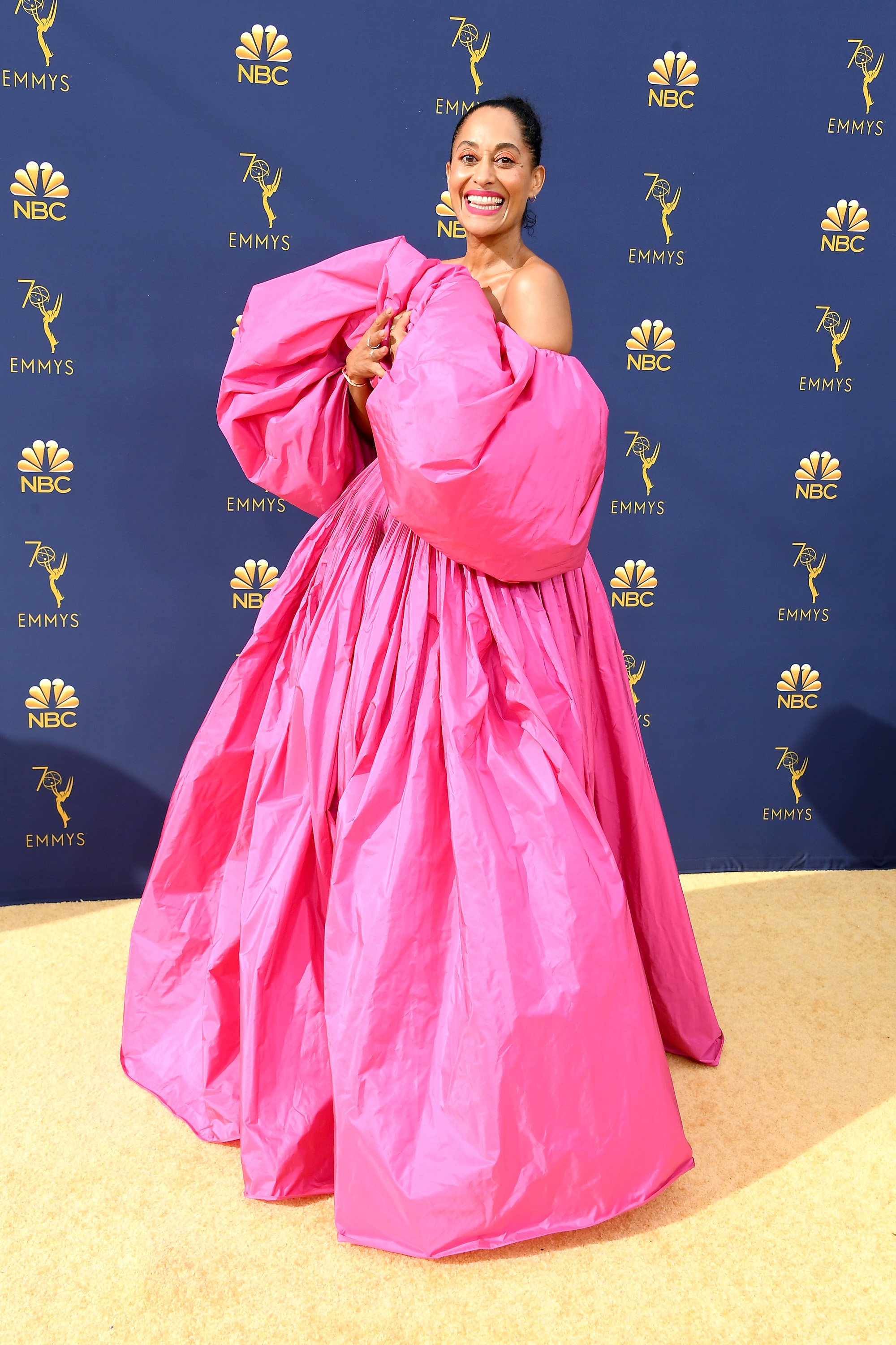 pink dress emmys Tracee Ellis Ross Emmy 2018 Dress Wins on the Red Carpet