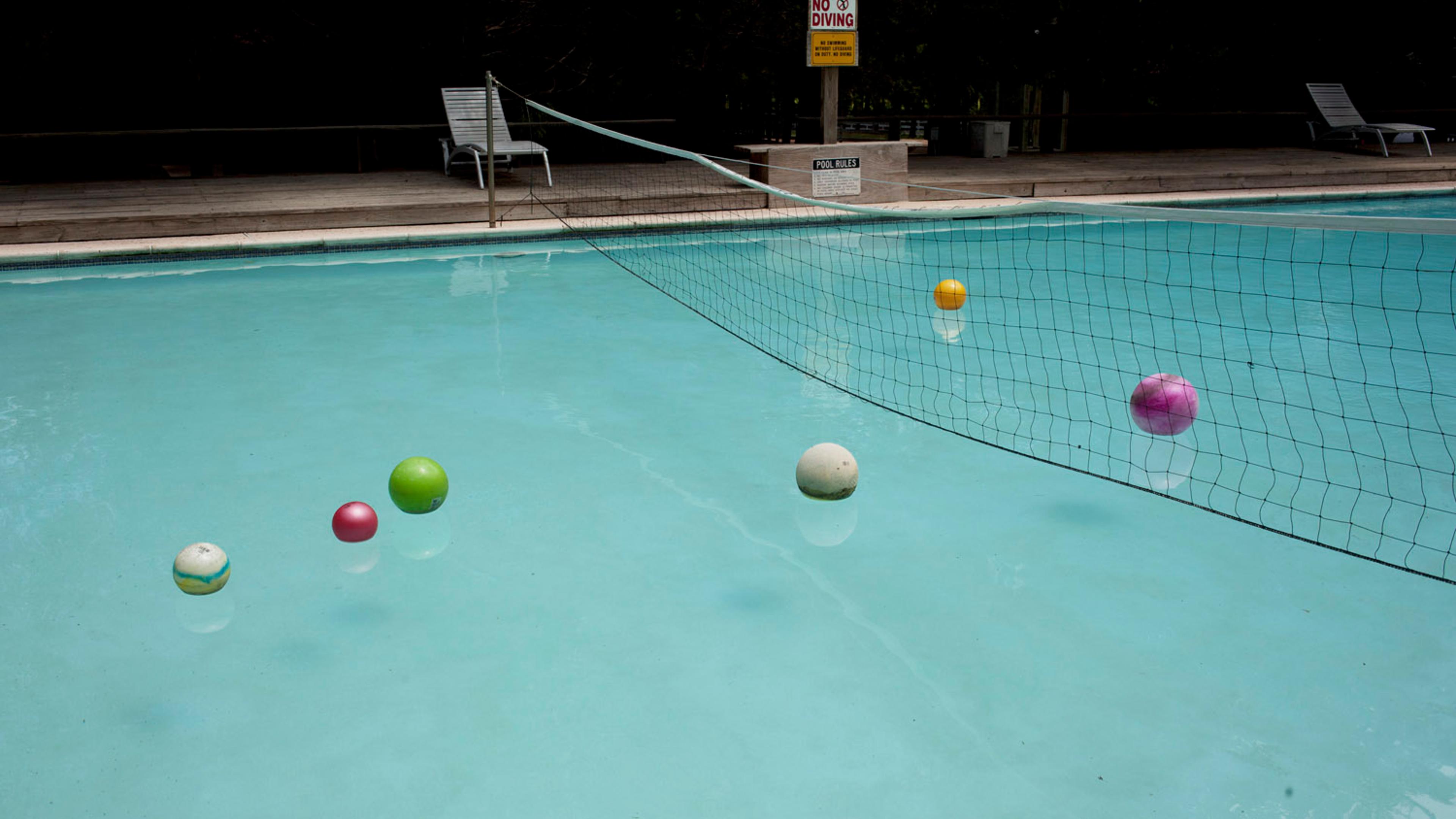 A swimming pool for summer camp gymnasts.